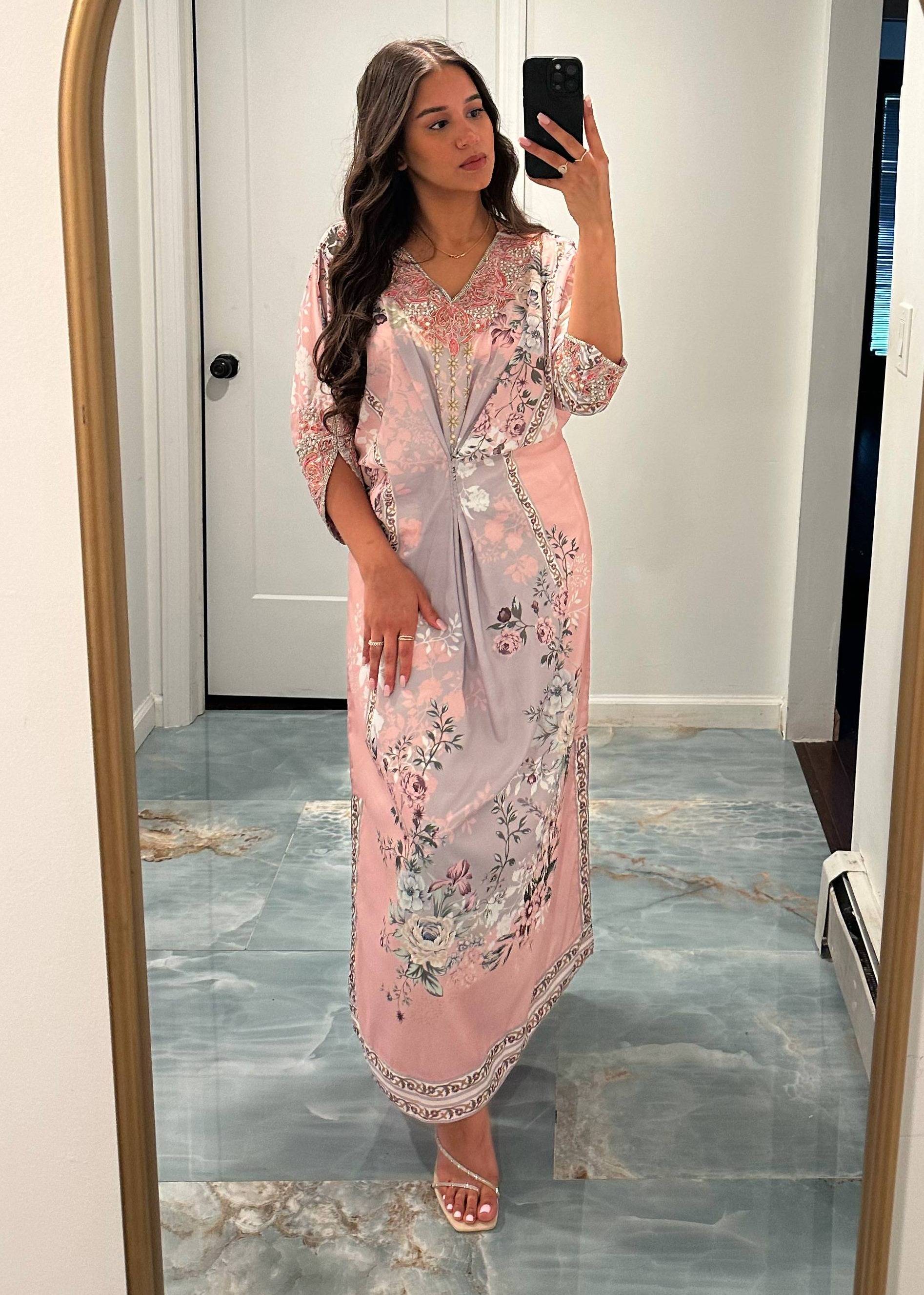 Pink Floral Kaftan Image - 0