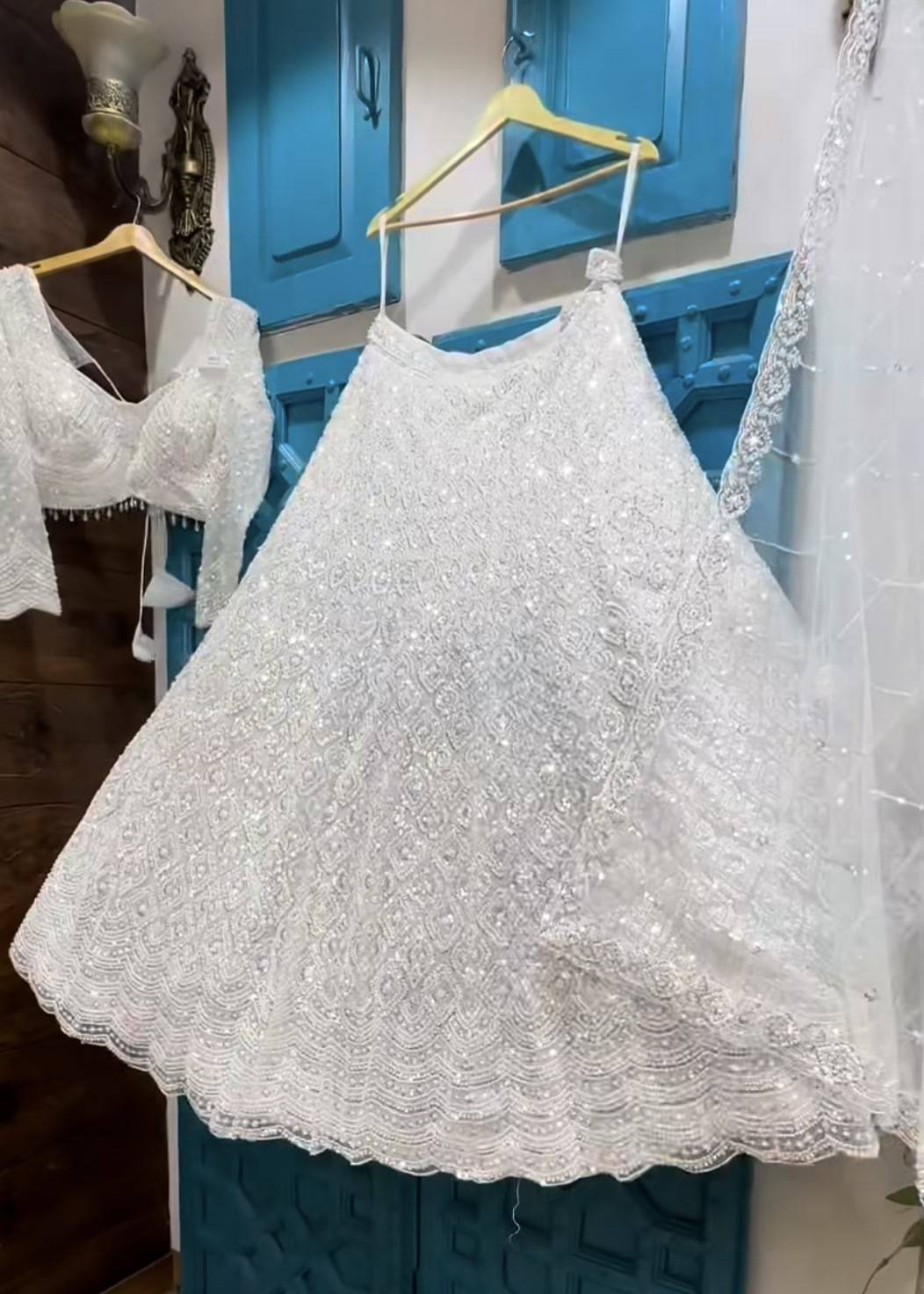 White Sequin Lehenga Image - 2