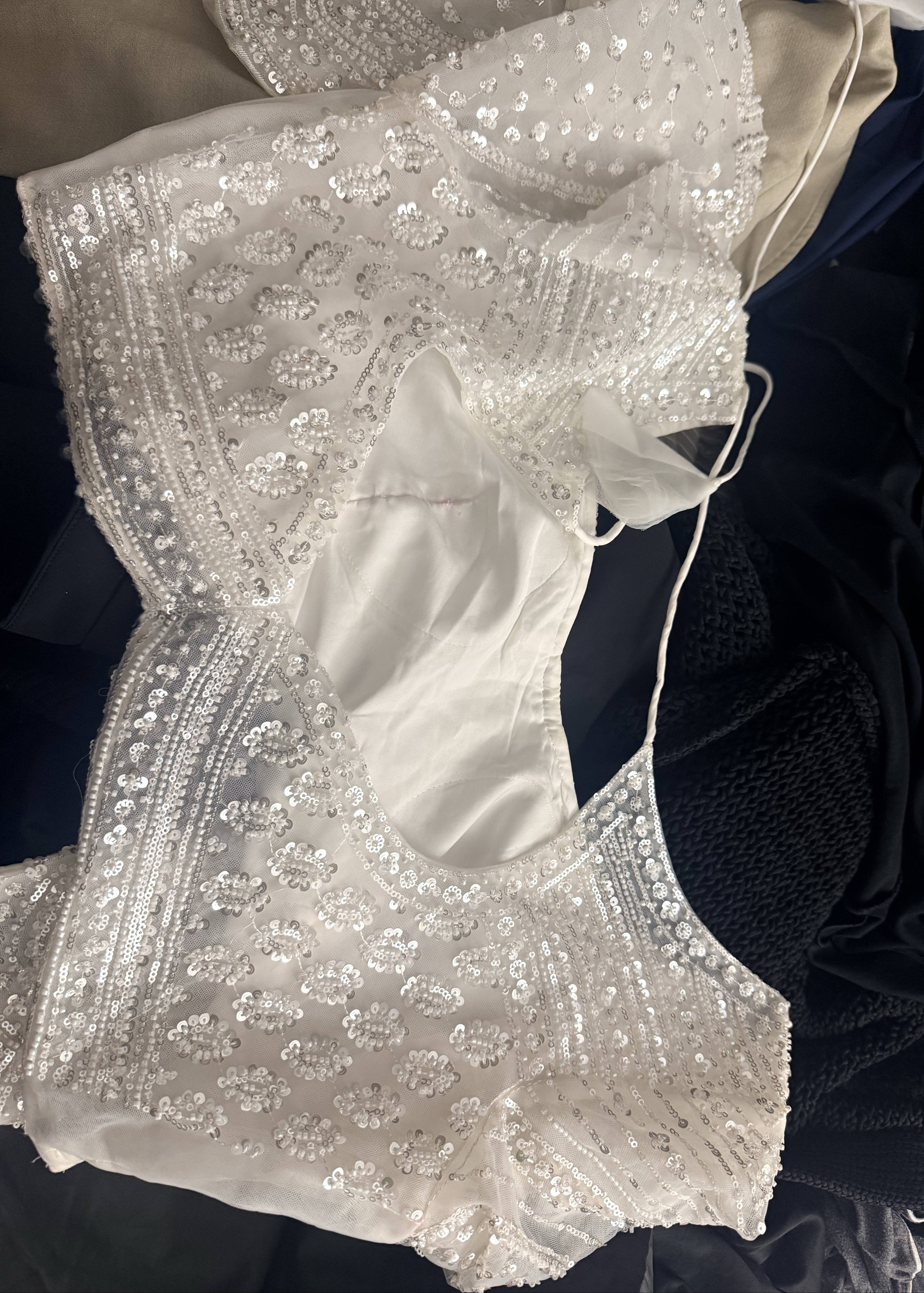 White Sequin Lehenga Image - 3