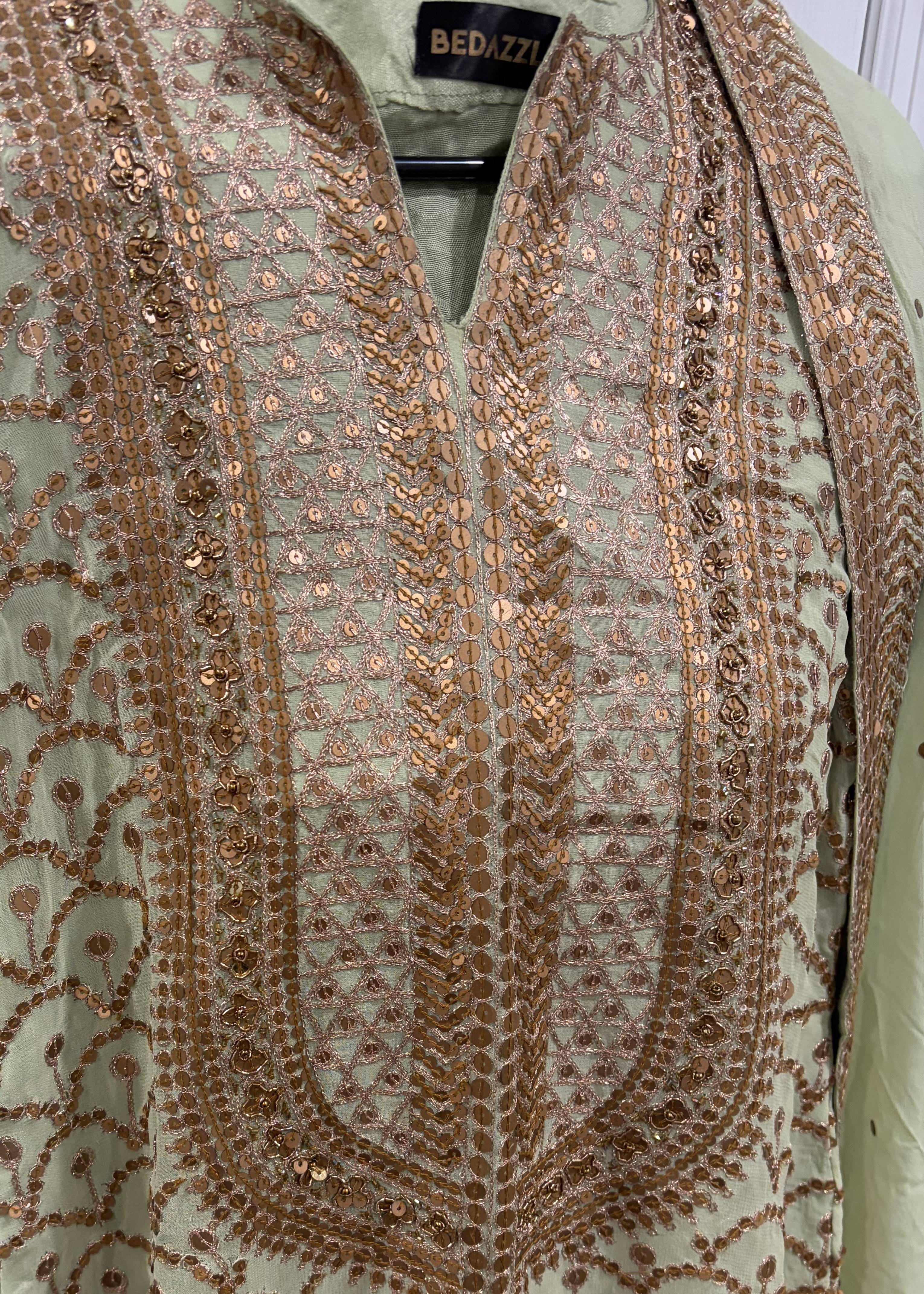 Sage Green Sharara Set Image - 2