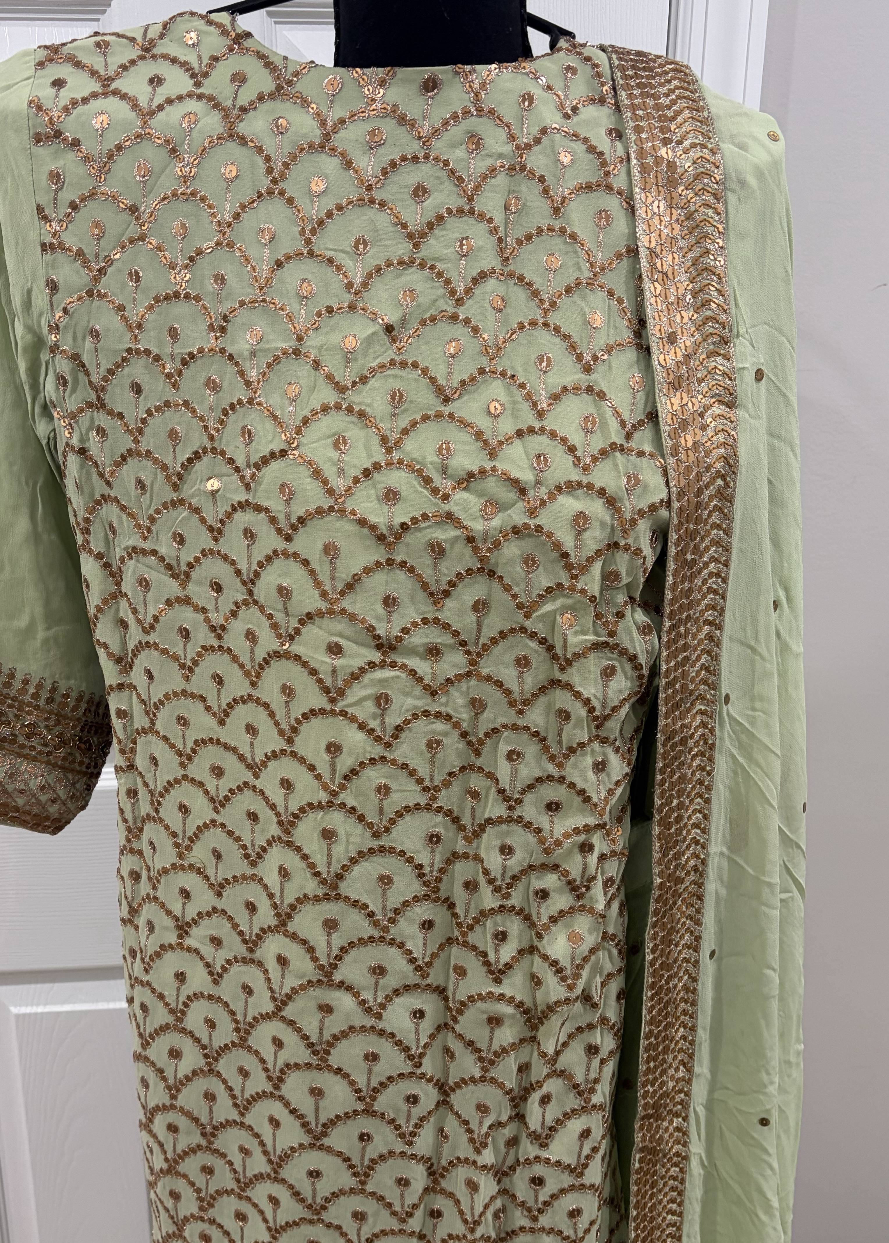 Sage Green Sharara Set Image - 3