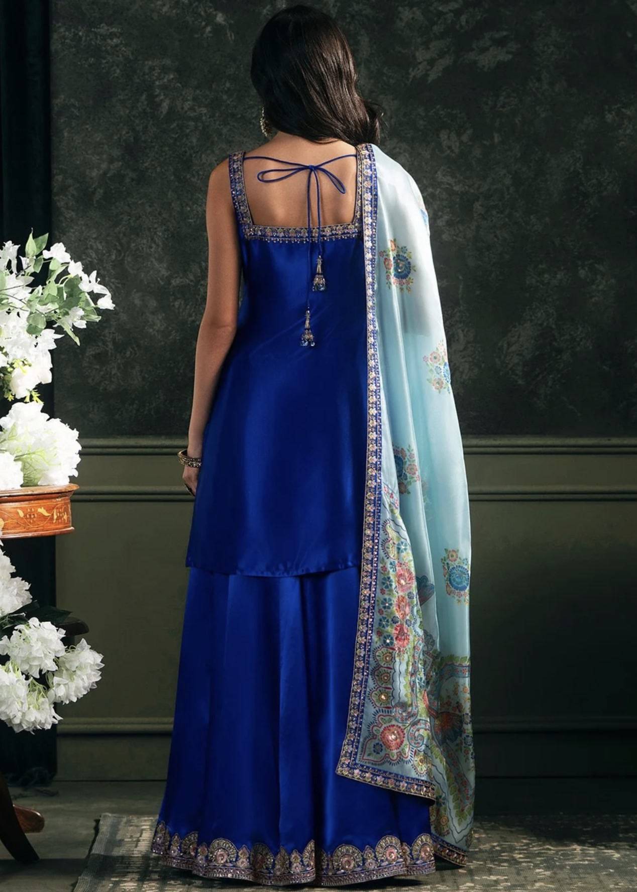 Royal Blue Embroidered Sharara Set Image - 1