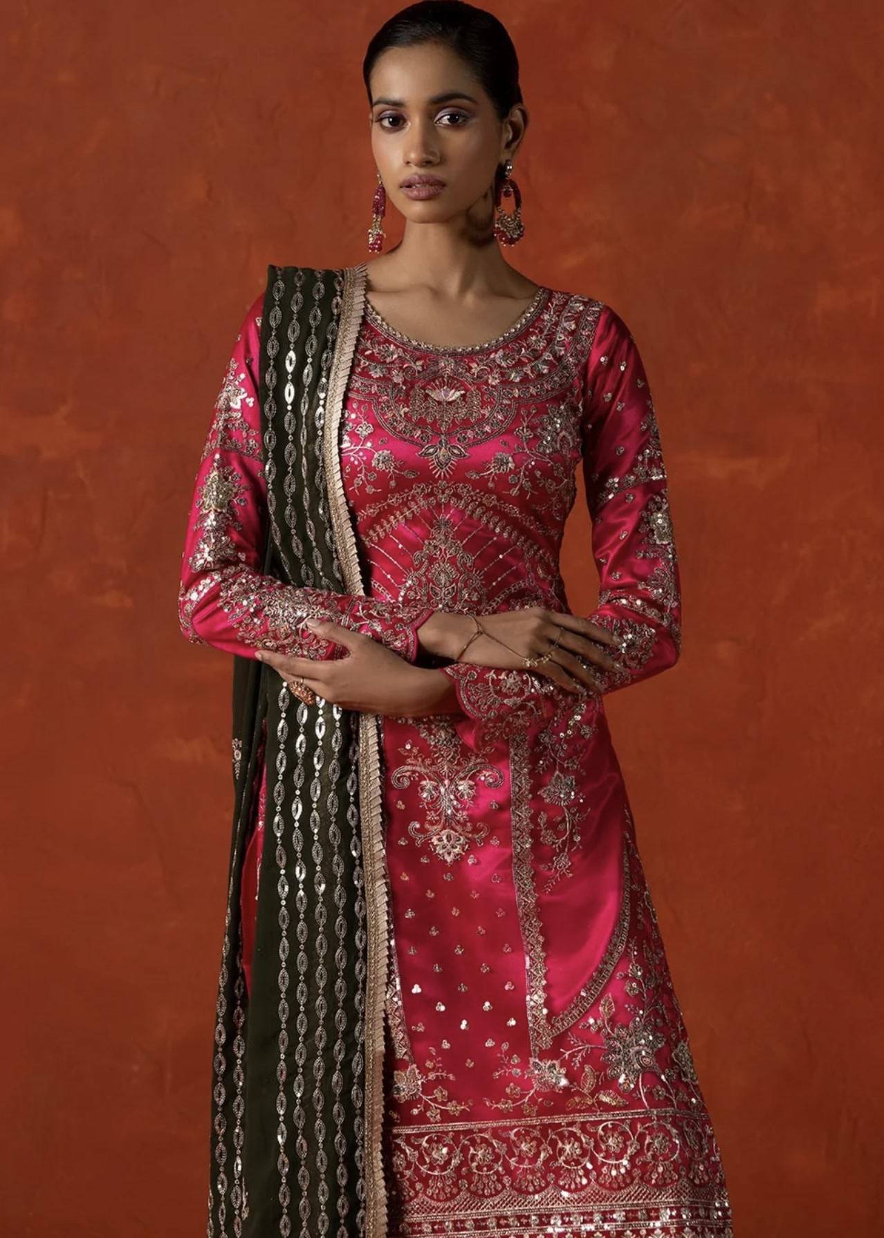 Fuchsia Embroidered Kurta Set Image - 2