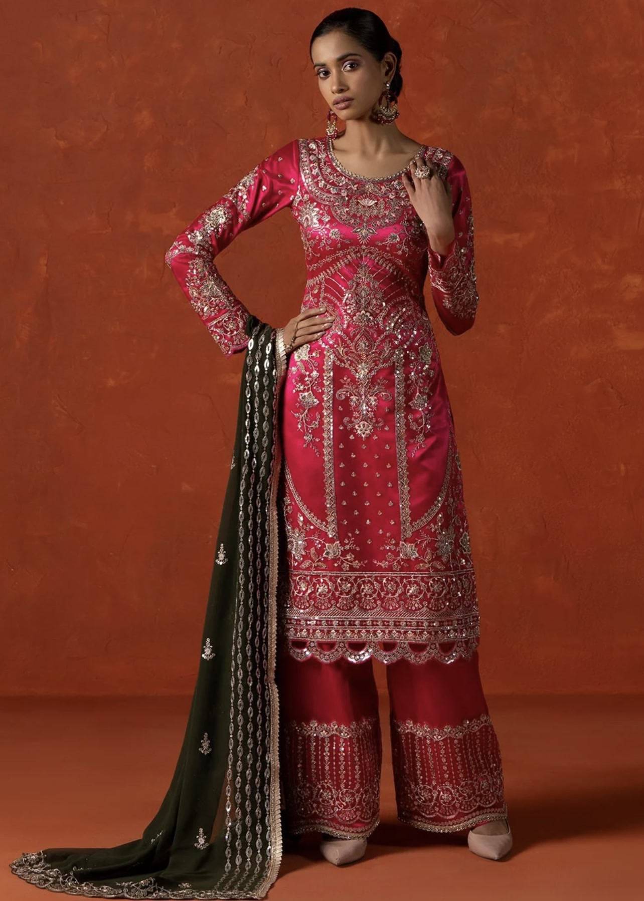 Fuchsia Embroidered Kurta Set Image - 0