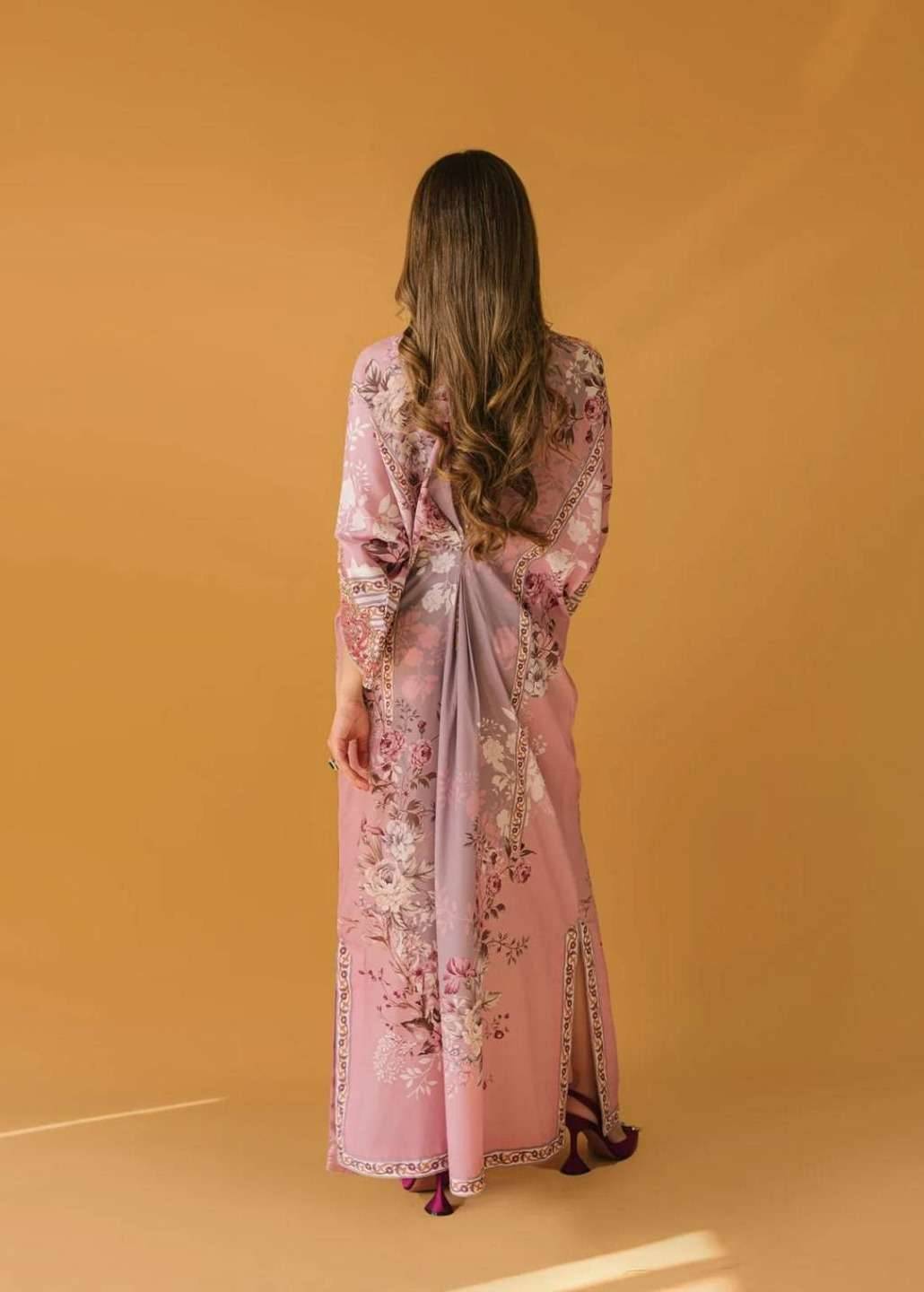 Pink Floral Kaftan Image - 3