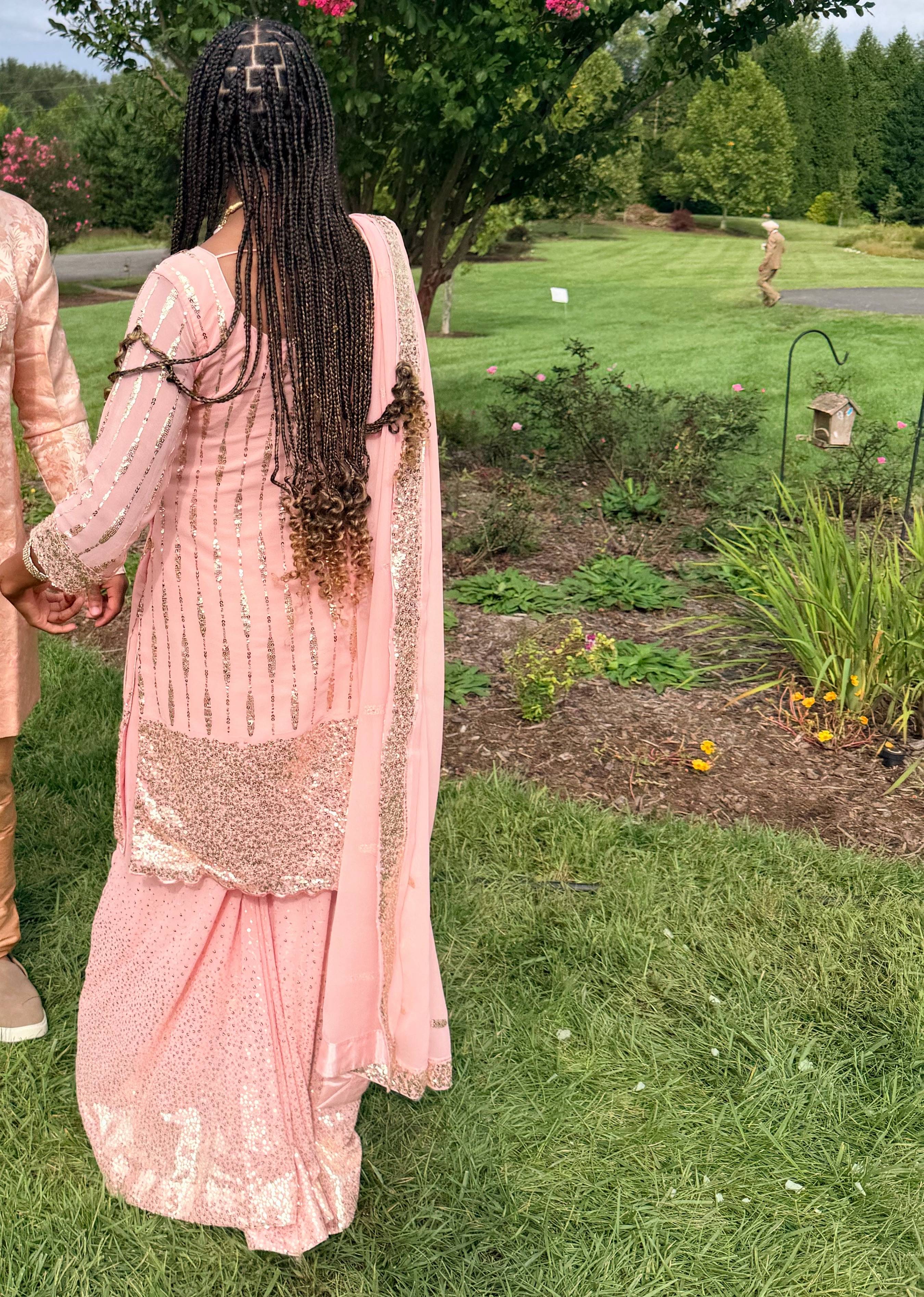 Blush Pink Sequin Sharara Set Image - 1