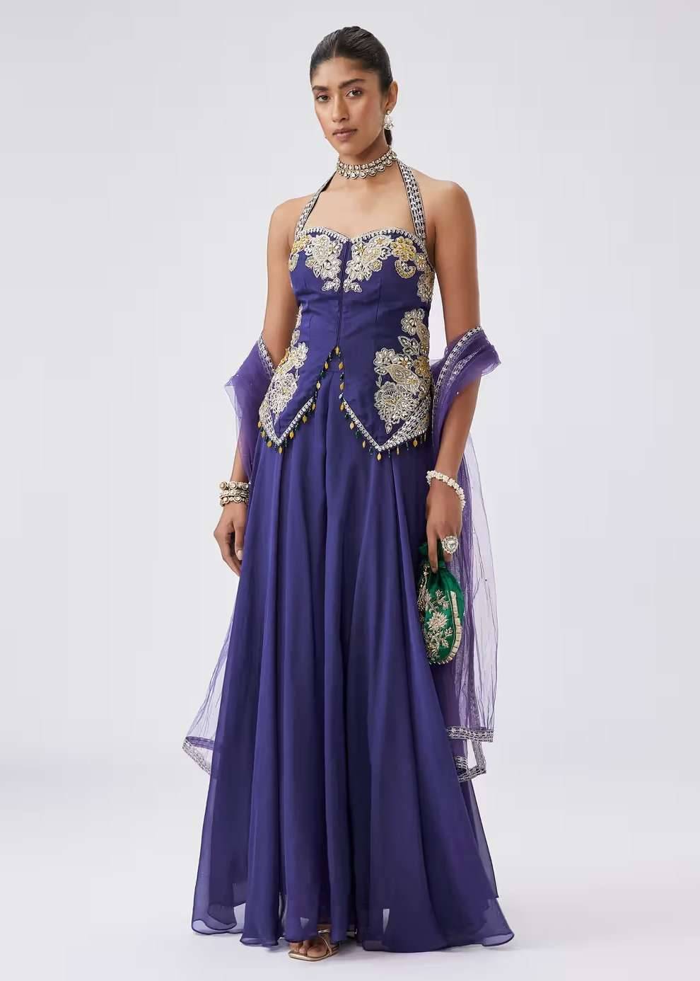 Purple Halter Palazzo Set Image - 6