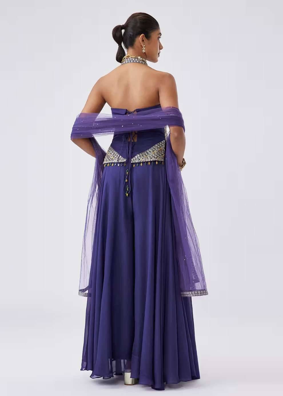 Purple Halter Palazzo Set Image - 1
