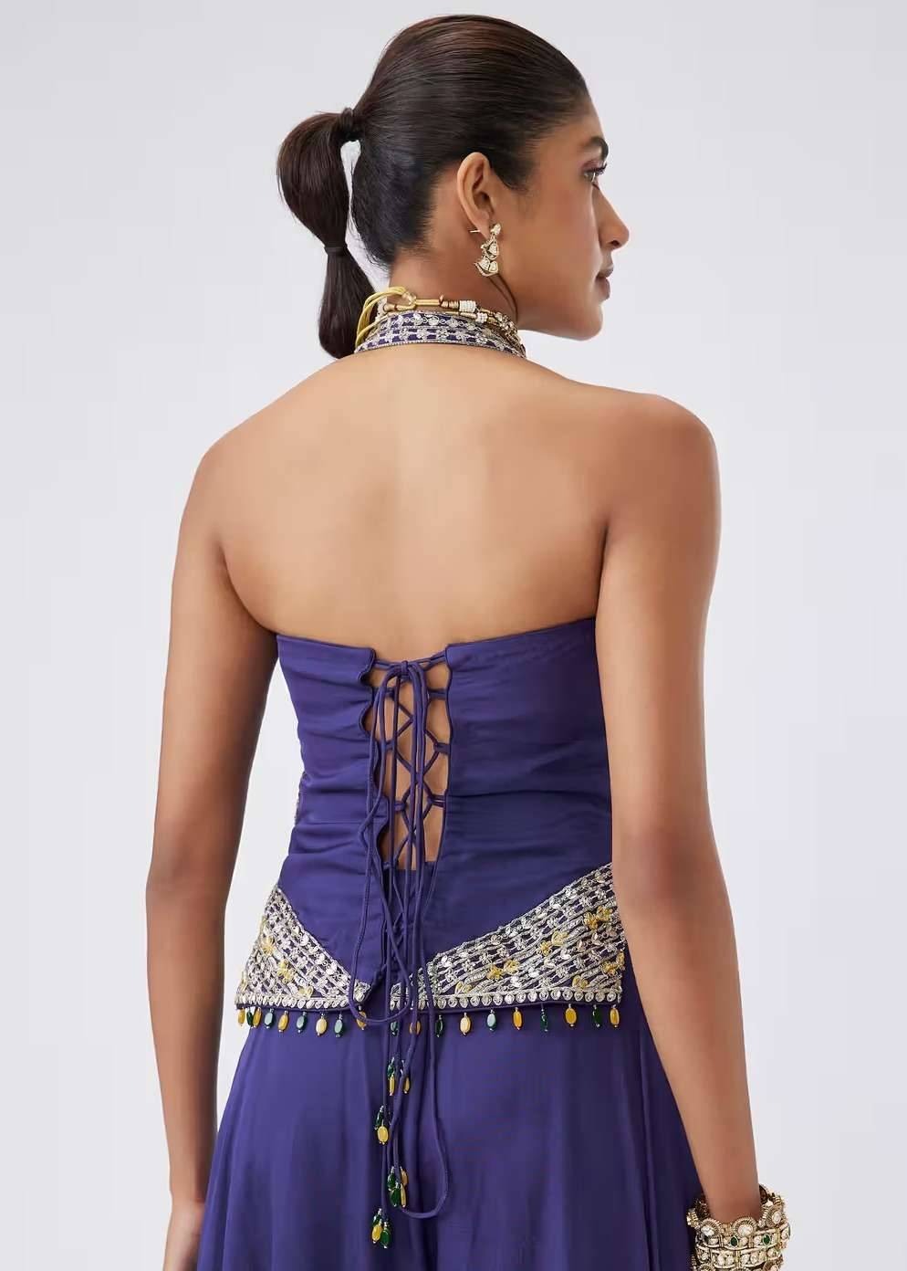 Purple Halter Palazzo Set Image - 3