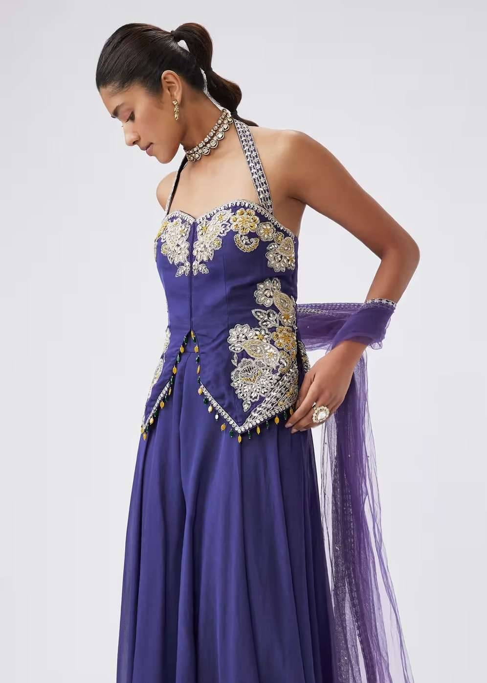 Purple Halter Palazzo Set Image - 5