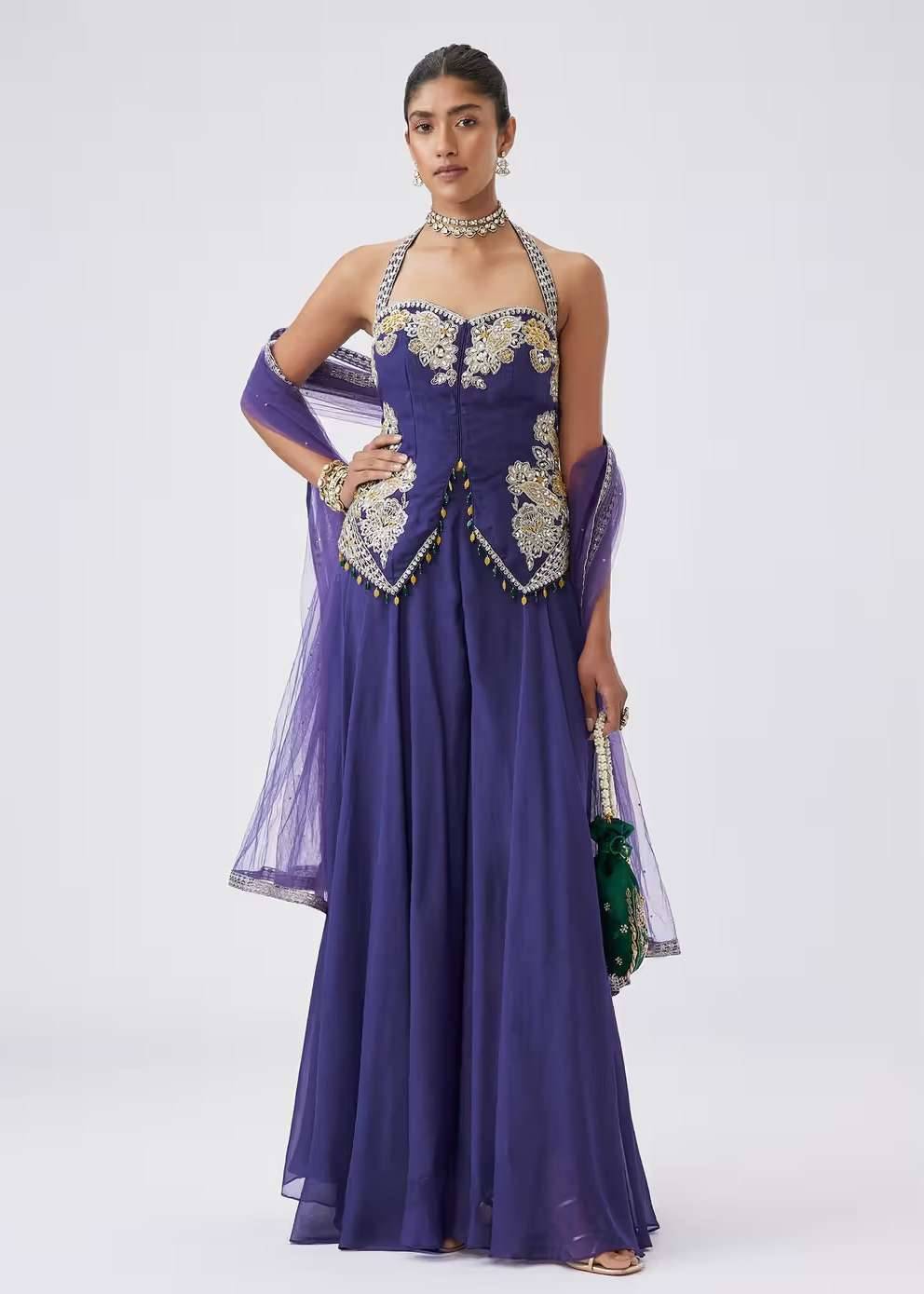 Purple Halter Palazzo Set Image - 0