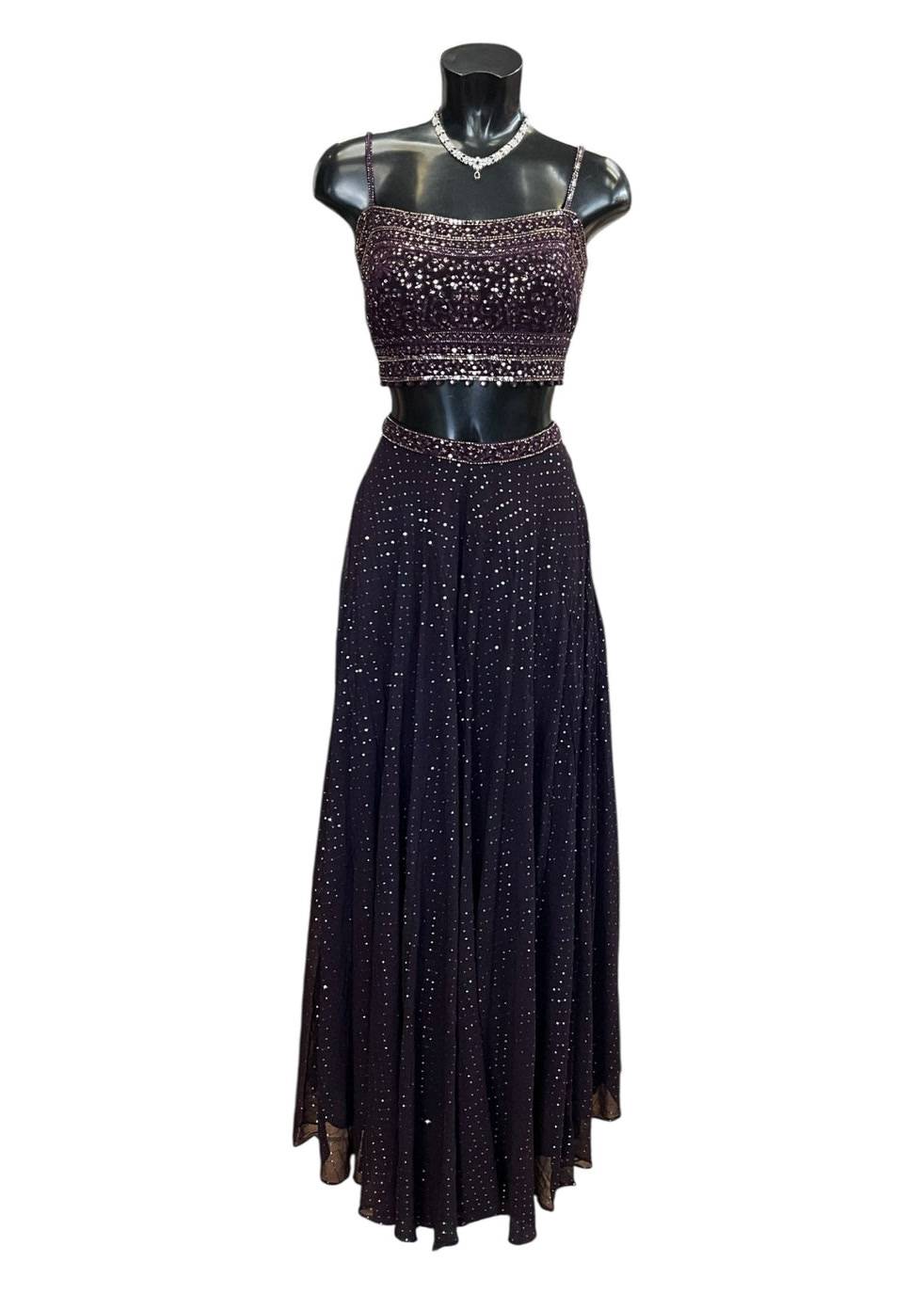 Plum Embellished Lehenga with Potli Belt Image - 3