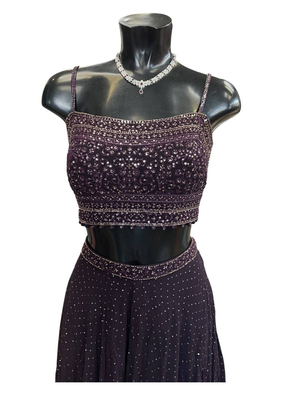 Plum Embellished Lehenga with Potli Belt Image - 4