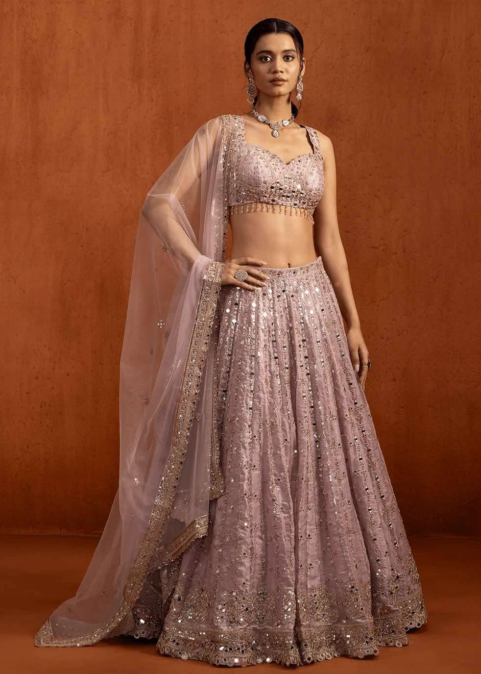 Lilac Mirror Work Lehenga Image - 0