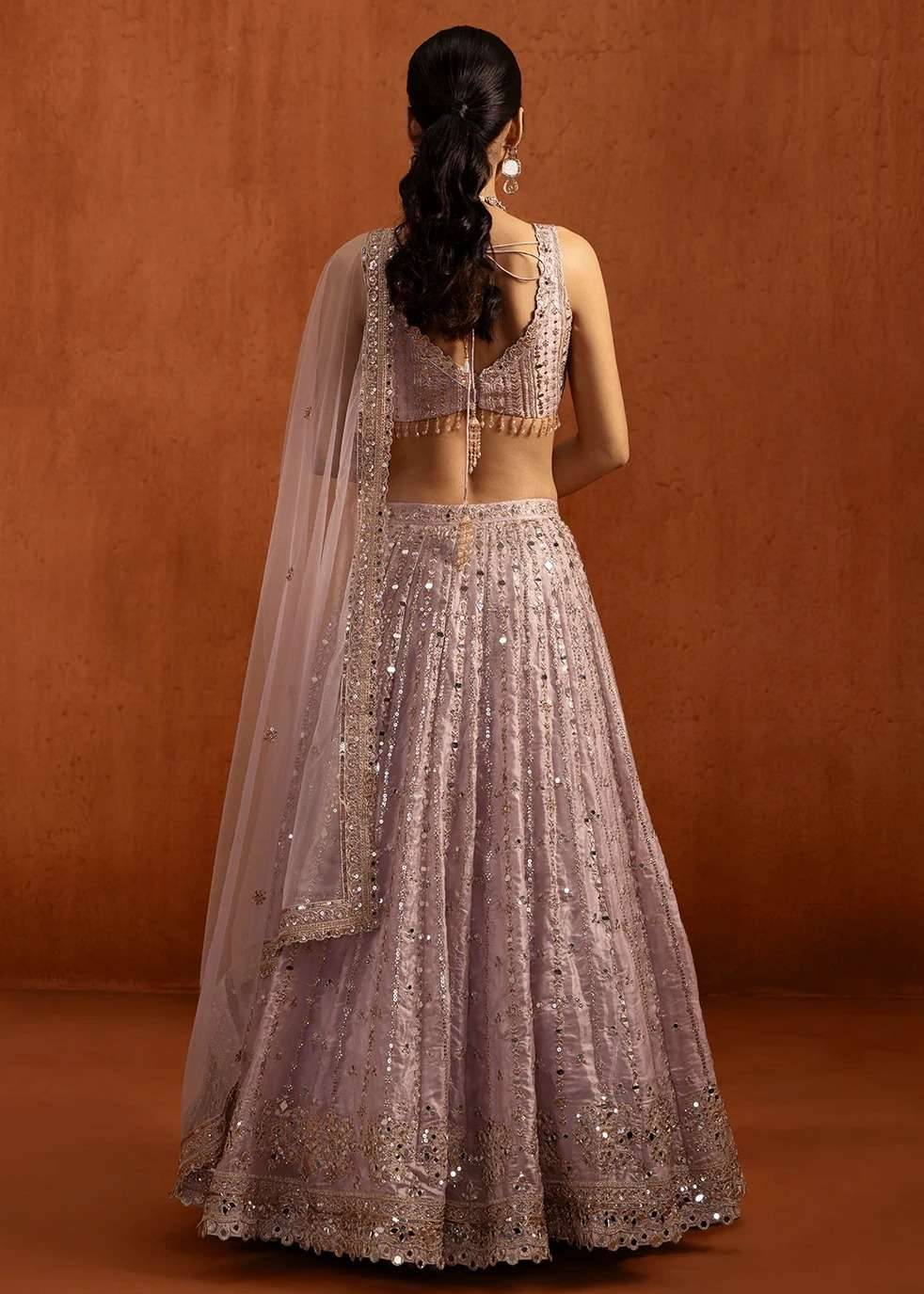 Lilac Mirror Work Lehenga Image - 1