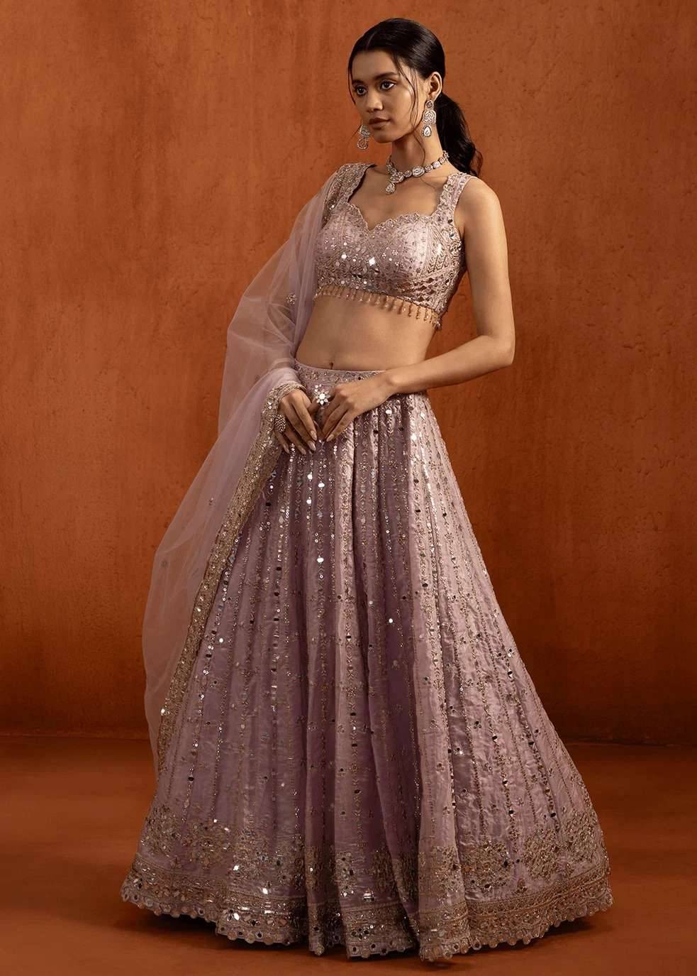 Lilac Mirror Work Lehenga Image - 2