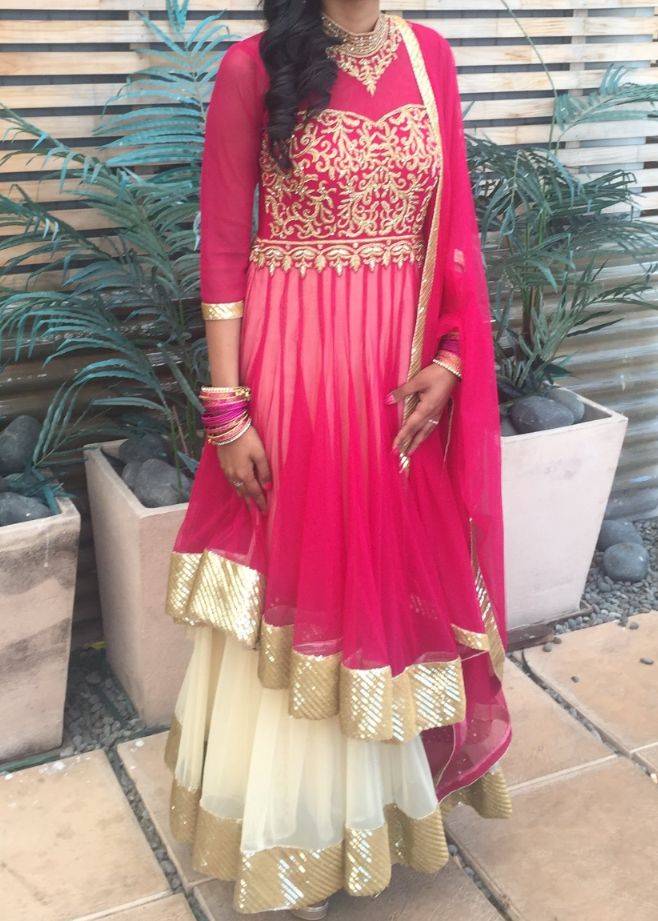 Pink and Ivory Layered Gown Image - 0