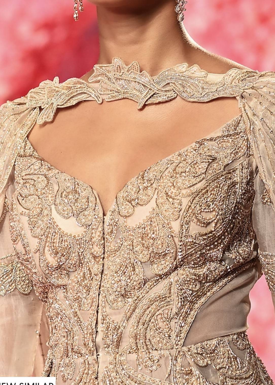Champagne Embellished Cape Sharara Image - 1