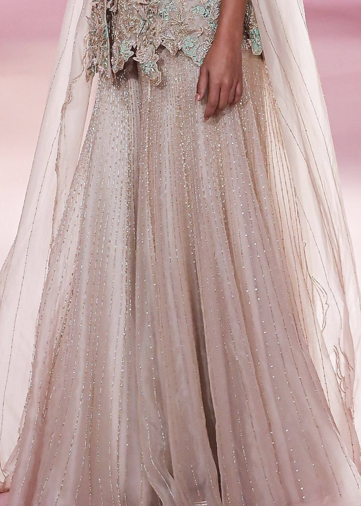 Champagne Embellished Cape Sharara Image - 2