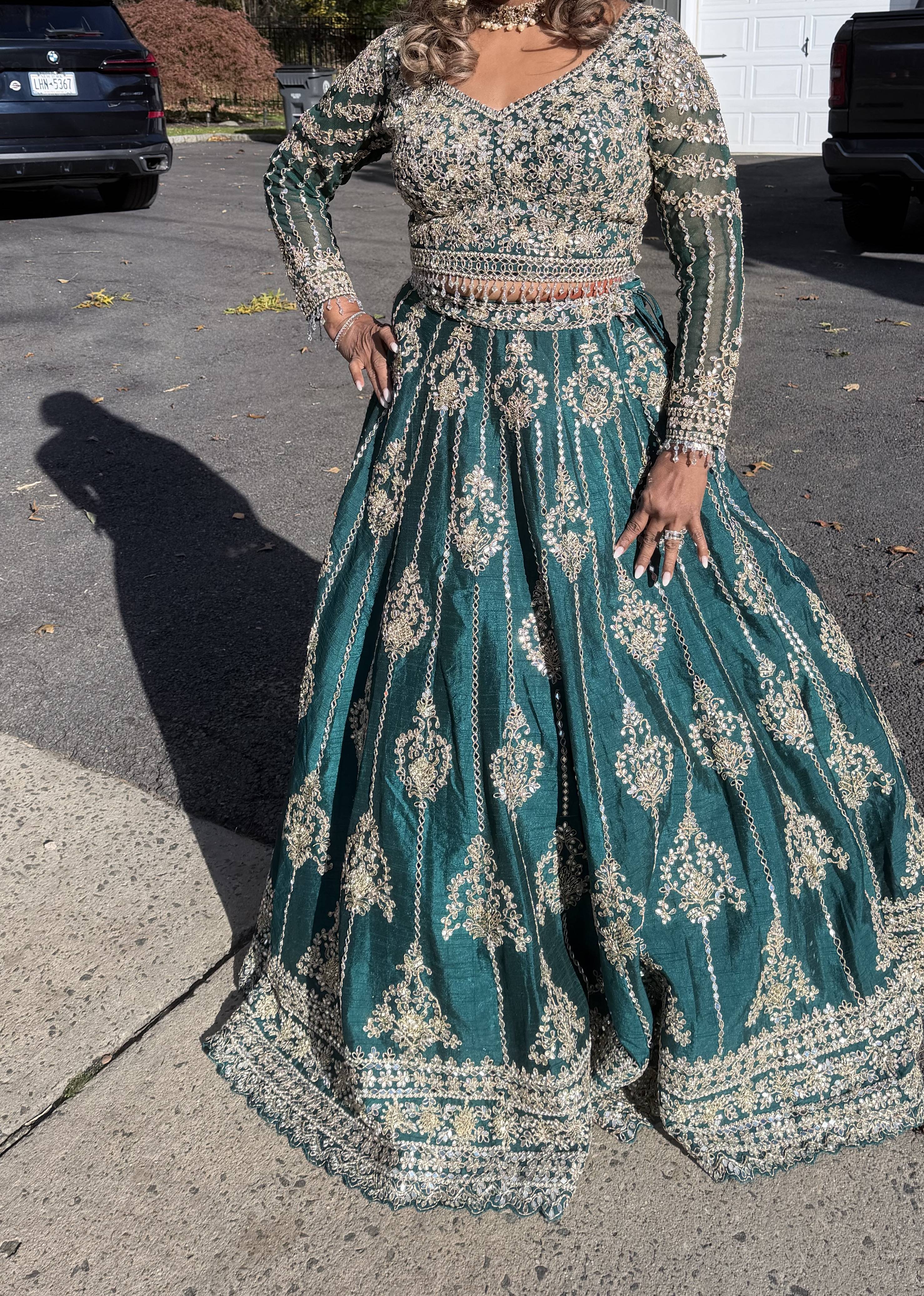 Dark Green Embroidered Lehenga Image - 0