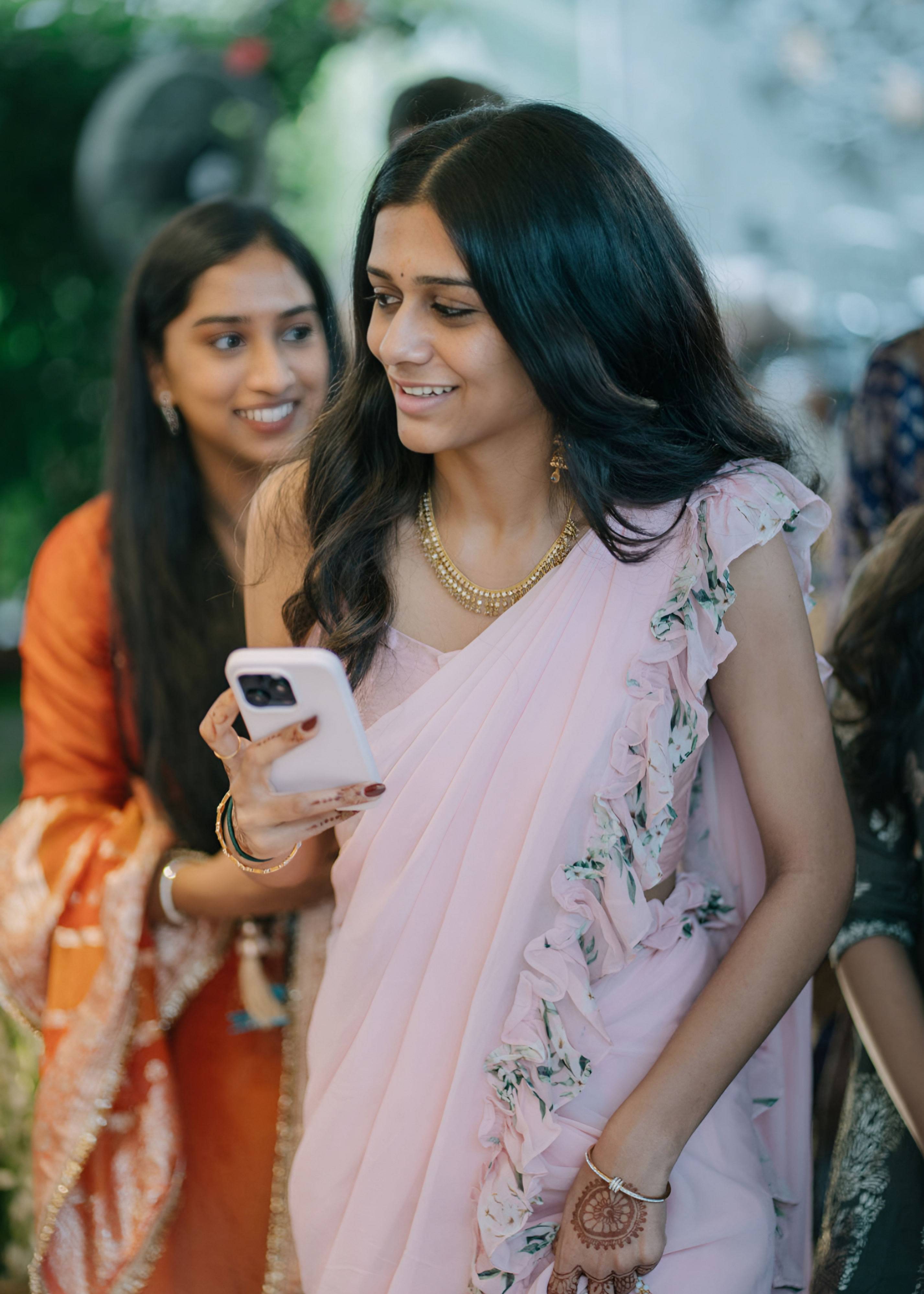Blush Pink Ruffle Sari Set Image - 4
