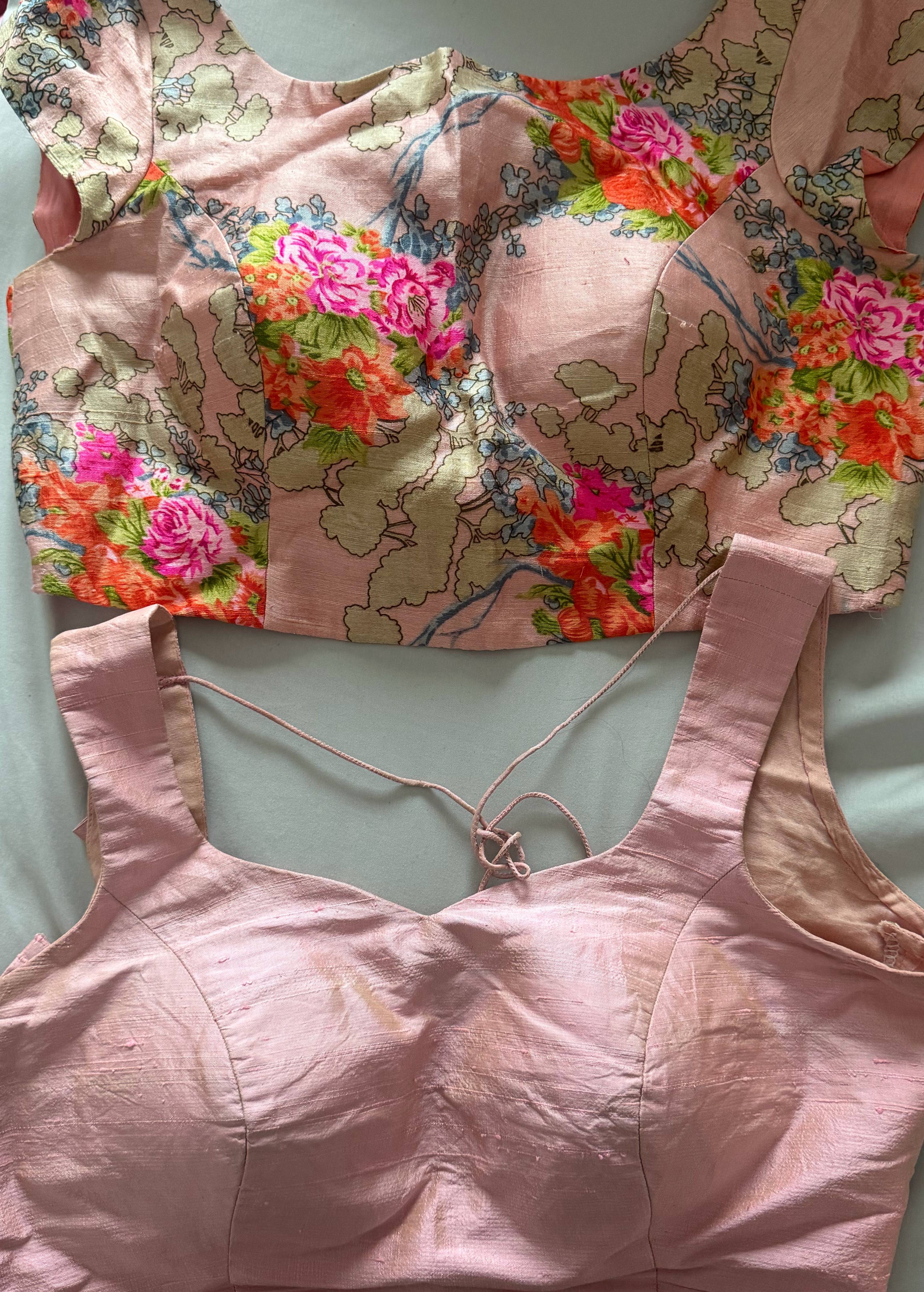 Blush Pink Ruffle Sari Set Image - 2