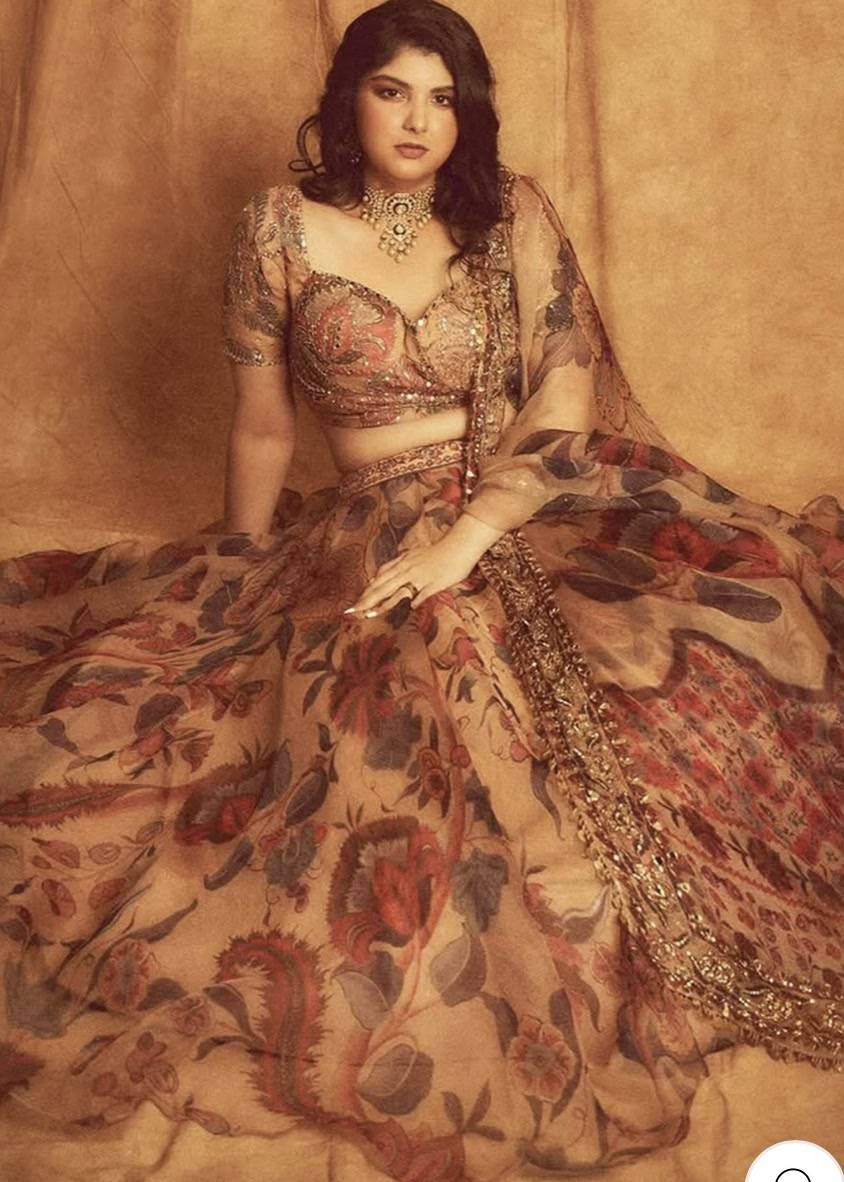 Pastel Floral Organza Lehenga Image - 6
