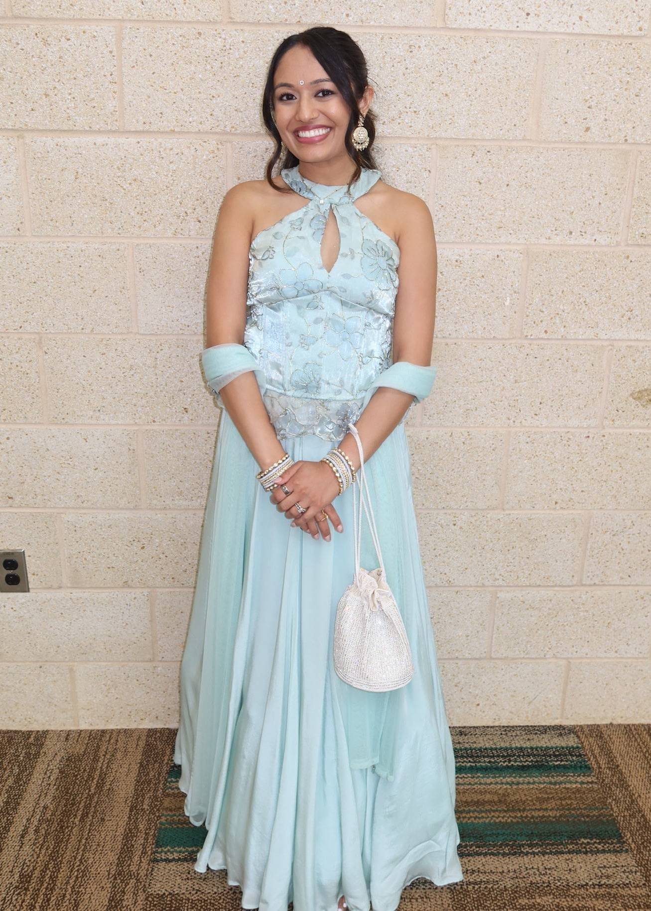 Powder Blue Floral Lehenga Image - 0