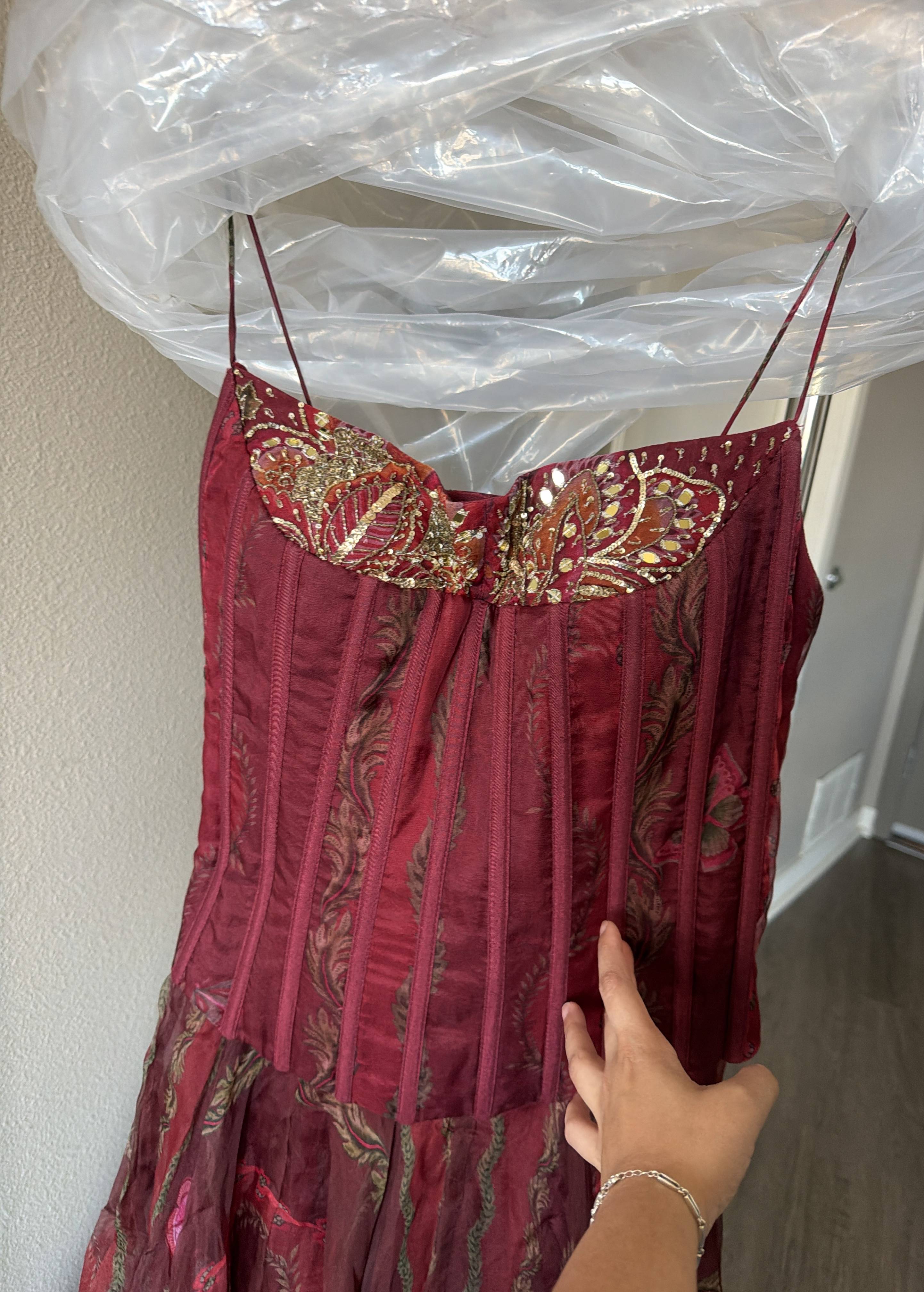 Maroon Corset Gown Image - 4