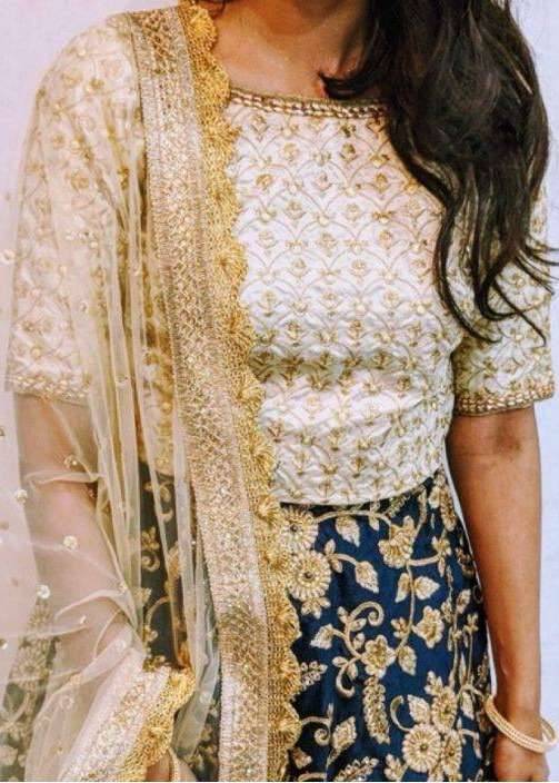Ivory and Gold Embellished Top Image - 0