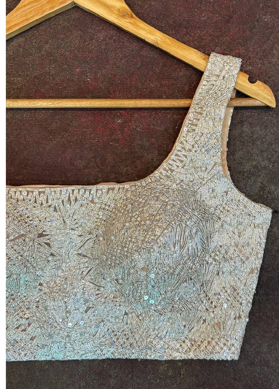 Silver Embellished Sleeveless Blouse Image - 4