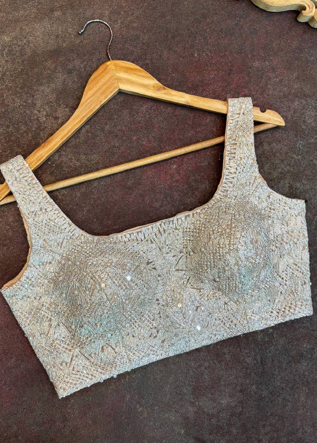 Silver Embellished Sleeveless Blouse Image - 1