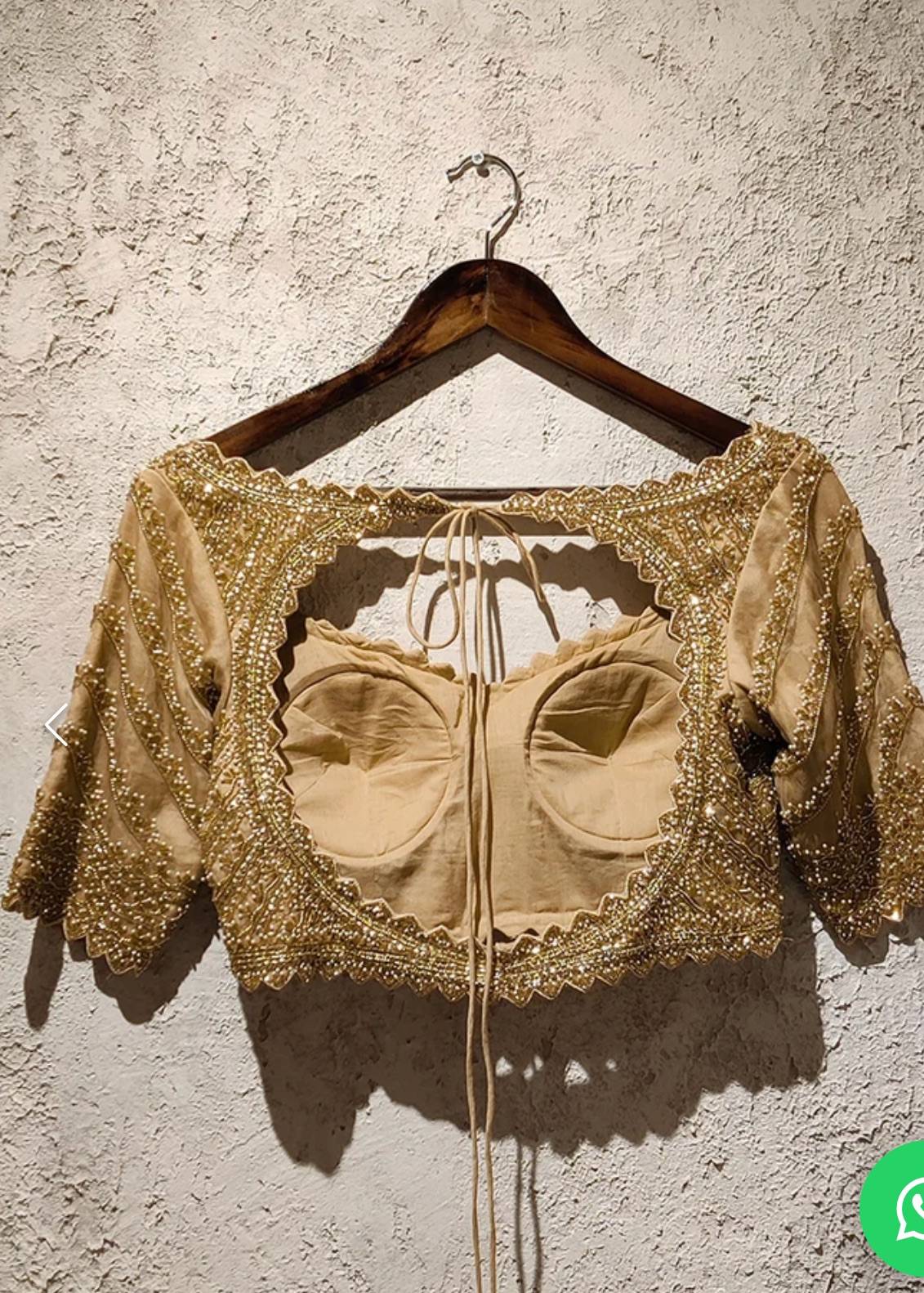 Gold Pearl Embellished Blouse Image - 3