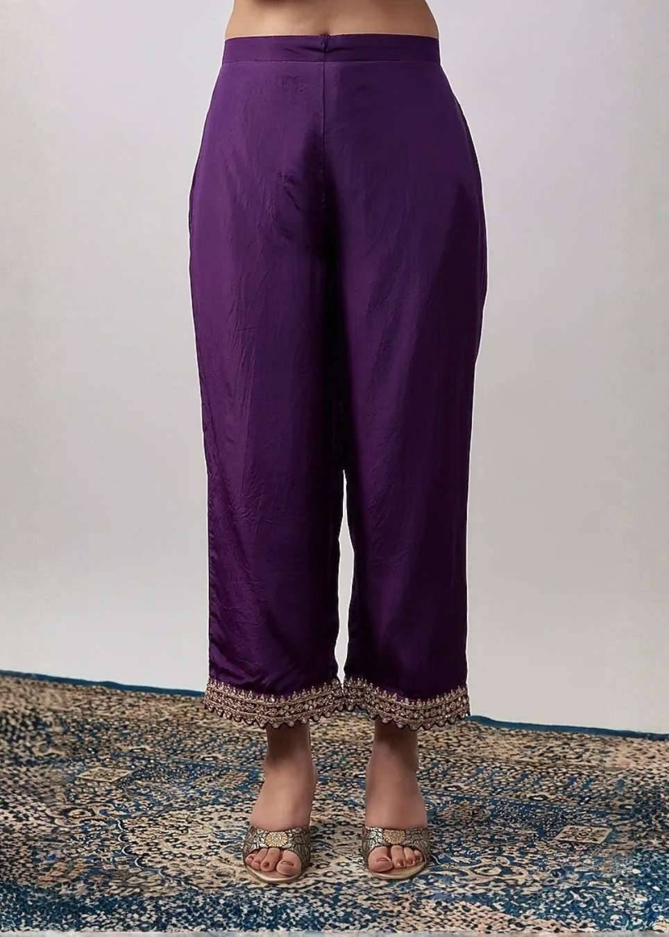Purple Halter Anarkali Set Image - 3