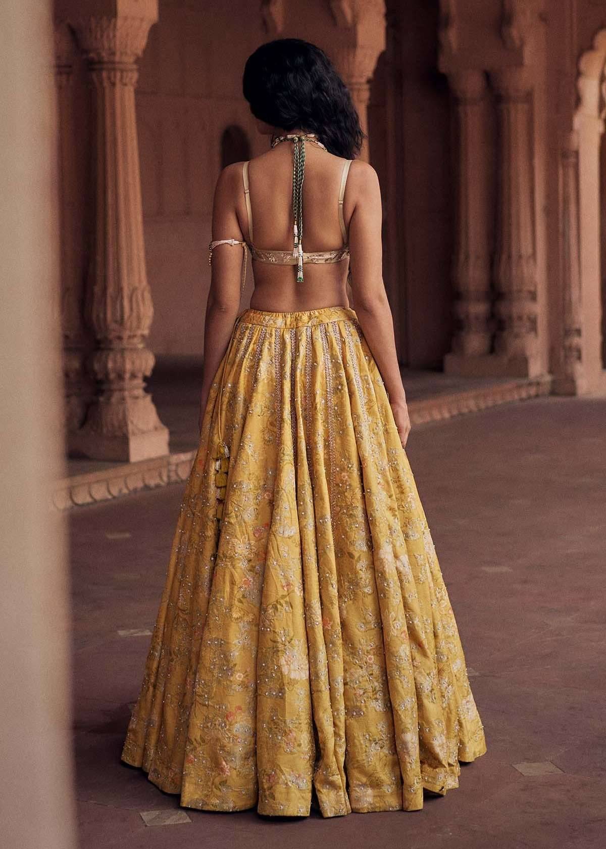 Yellow Floral Lehenga Image - 1