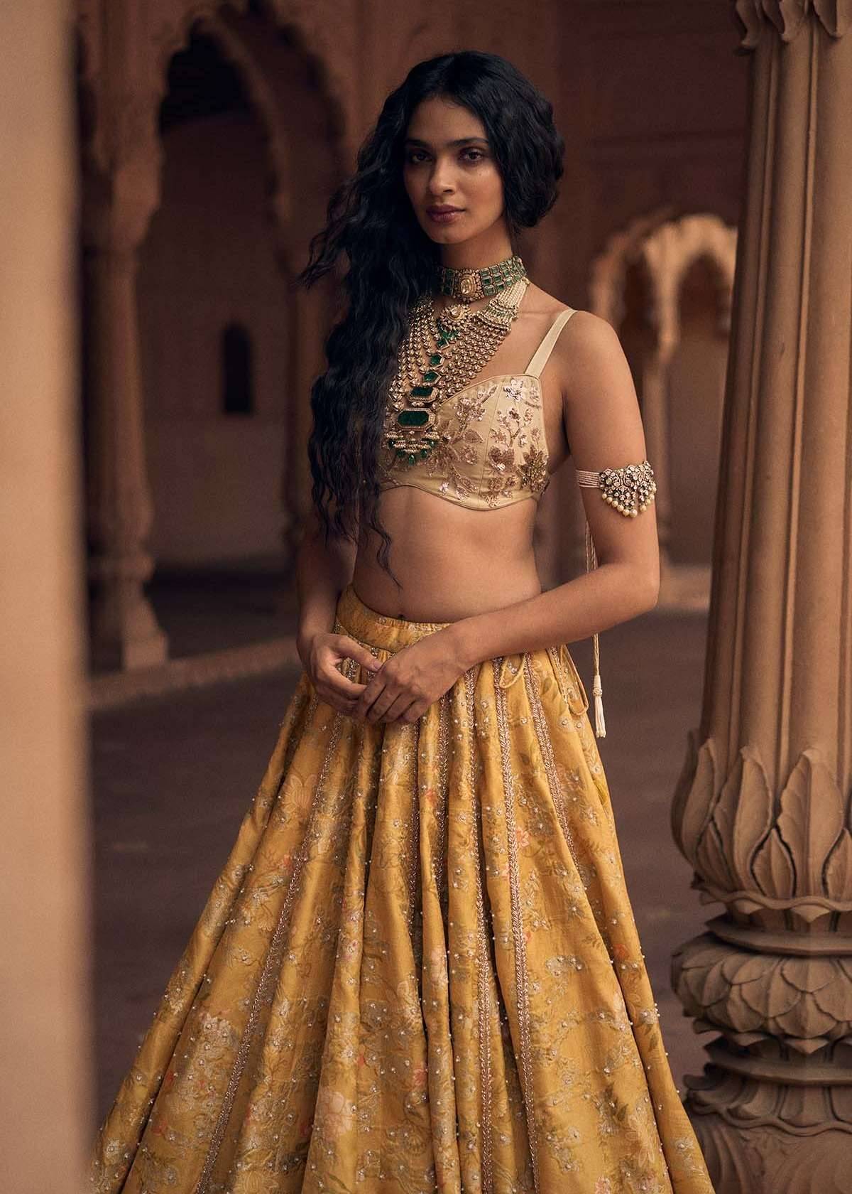 Yellow Floral Lehenga Image - 2