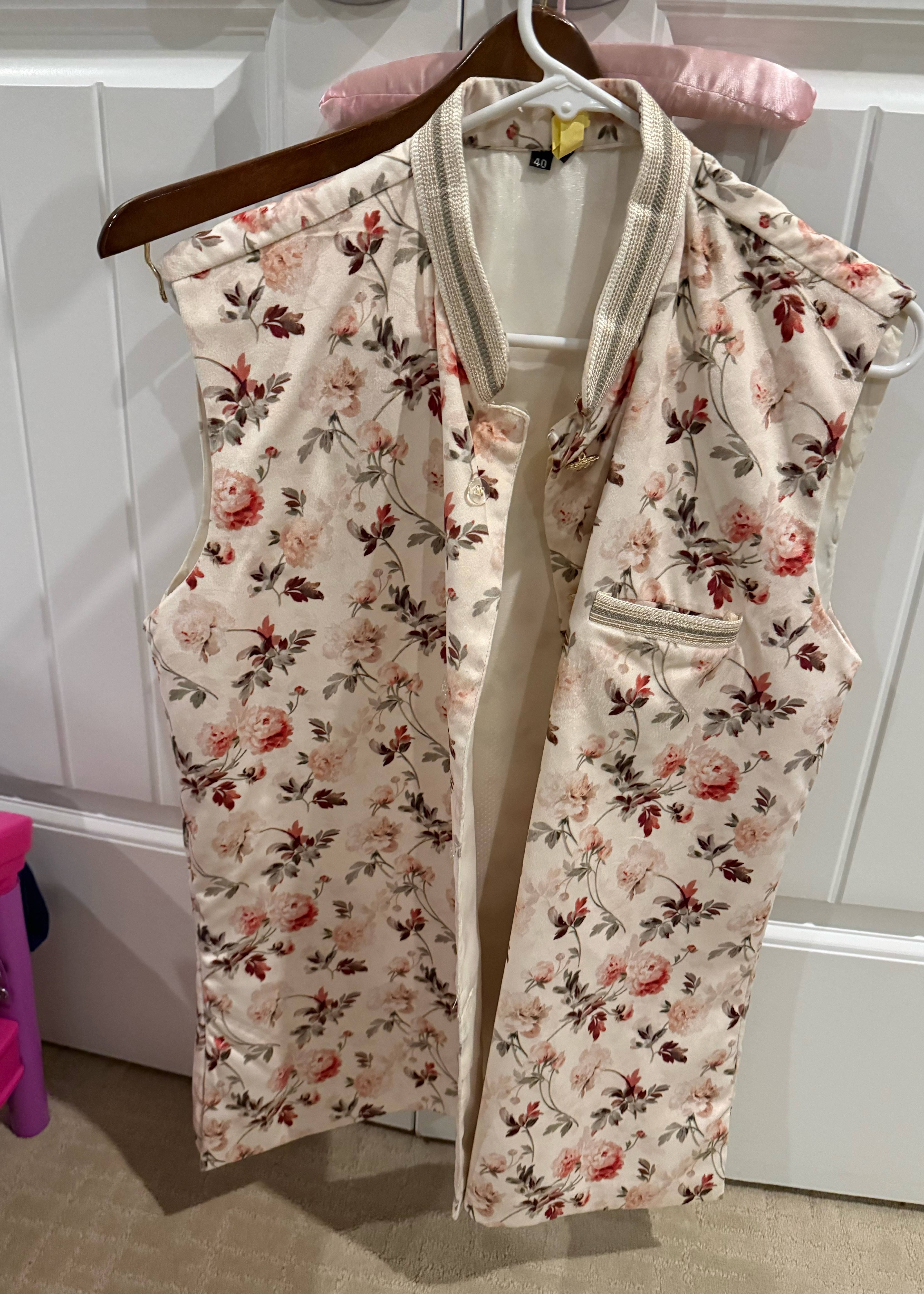 Ivory Floral Print Vest Image - 0
