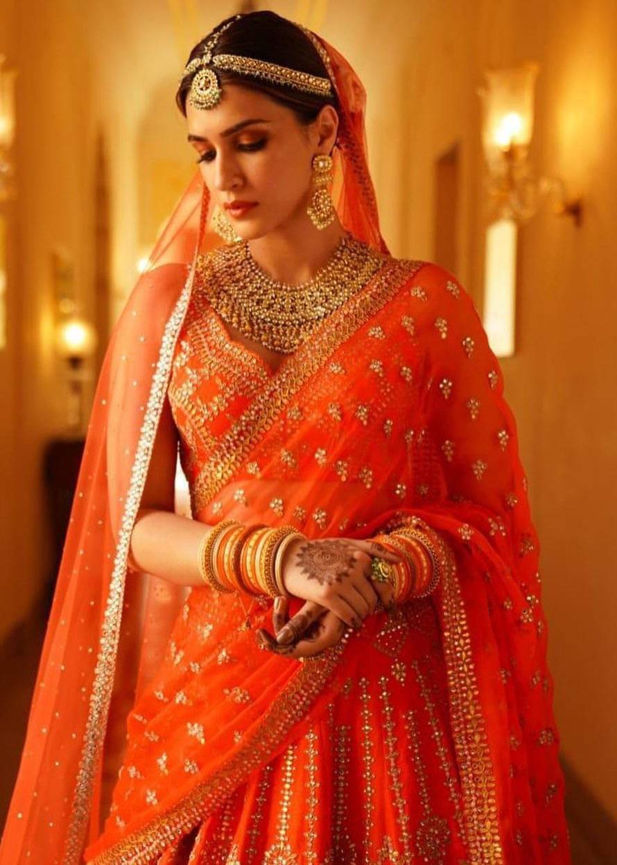 Orange Gotta & Pearl Lehenga Image - 1