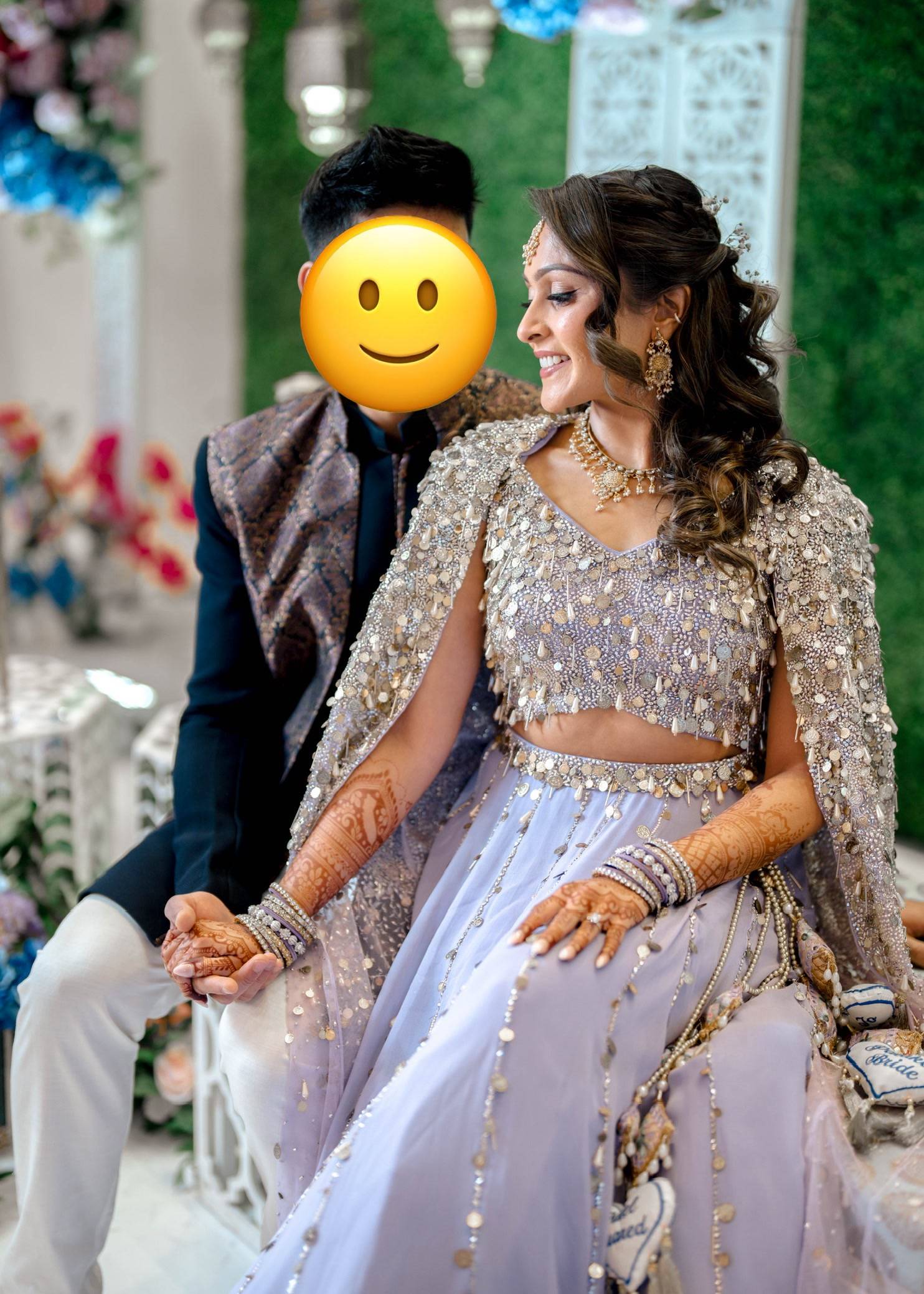 Lilac Lehenga with Embellished Cape Image - 0