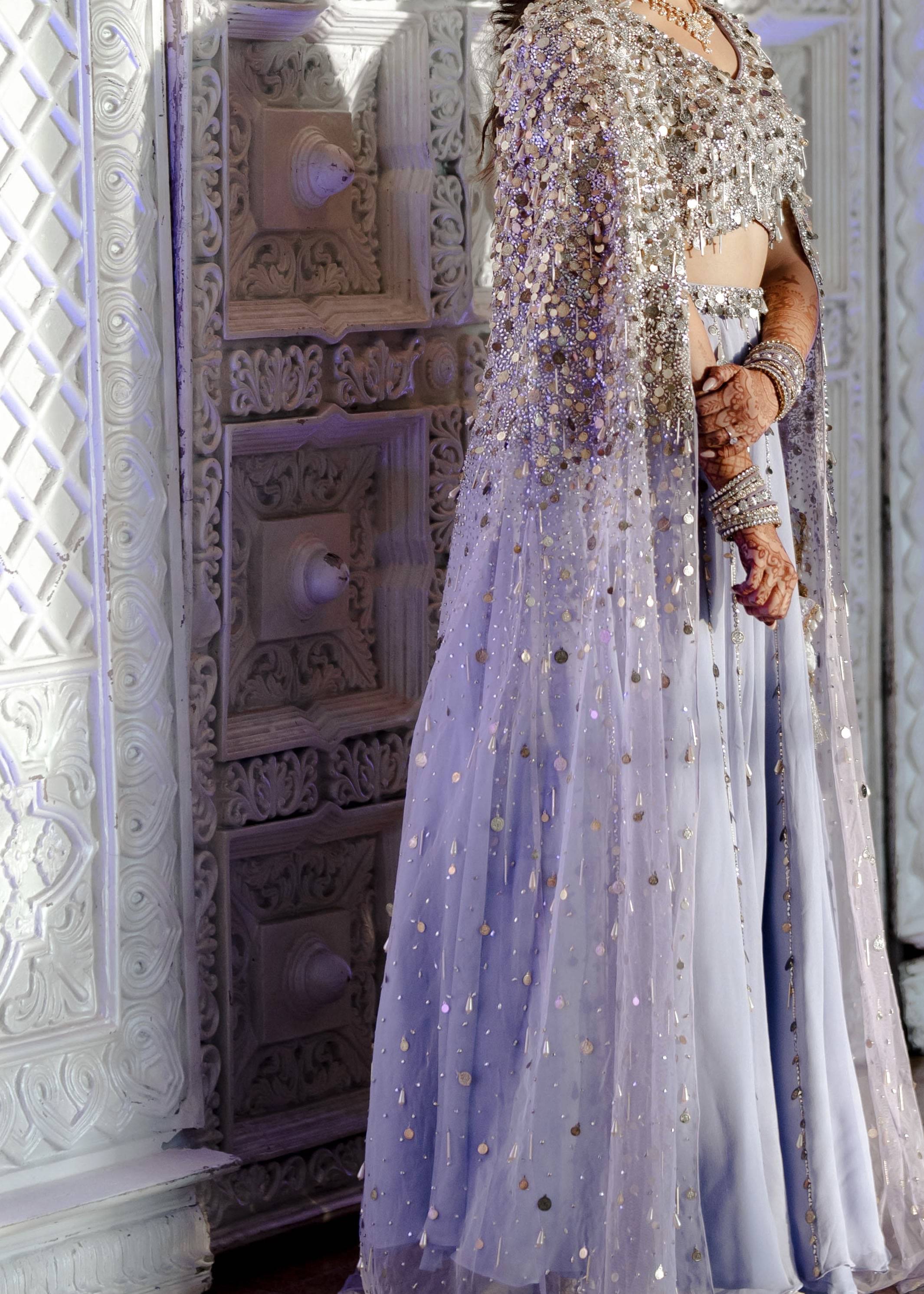 Lilac Lehenga with Embellished Cape Image - 1