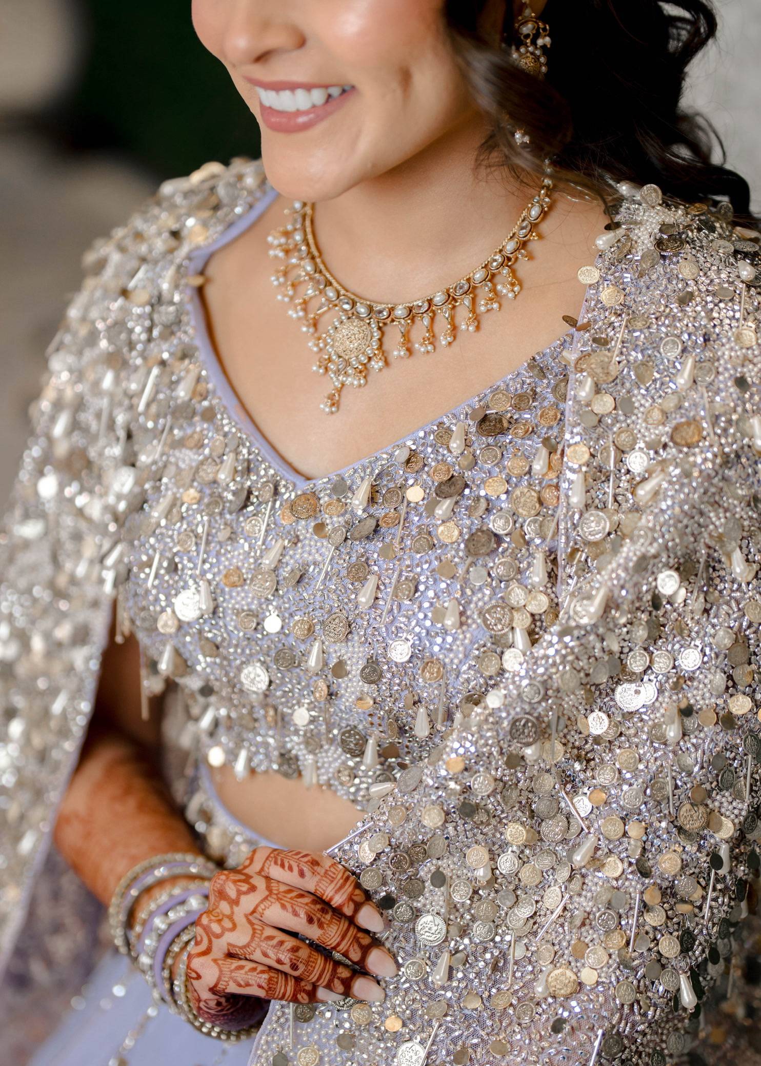 Lilac Lehenga with Embellished Cape Image - 2