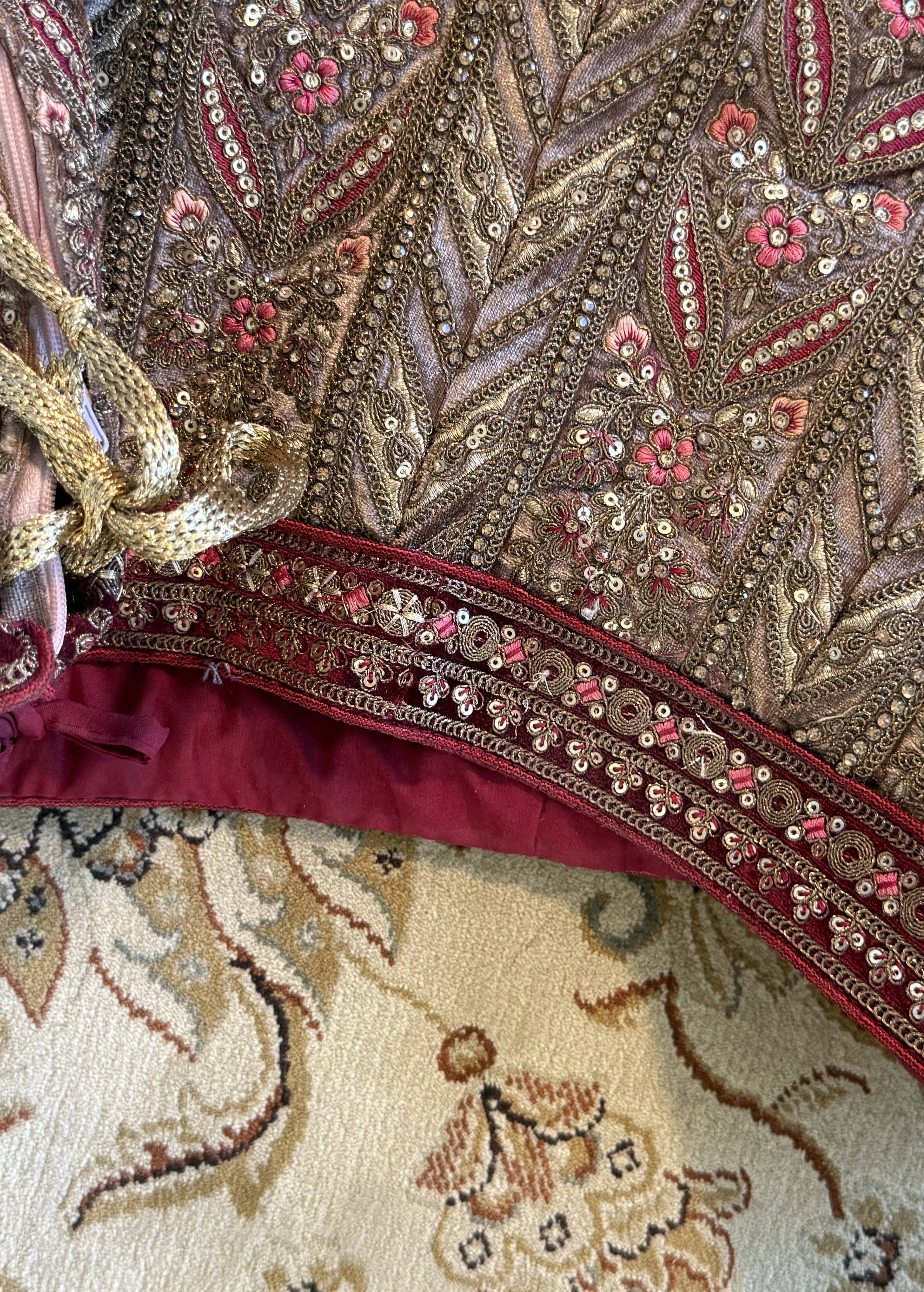 Maroon Velvet Lehenga Set Image - 6