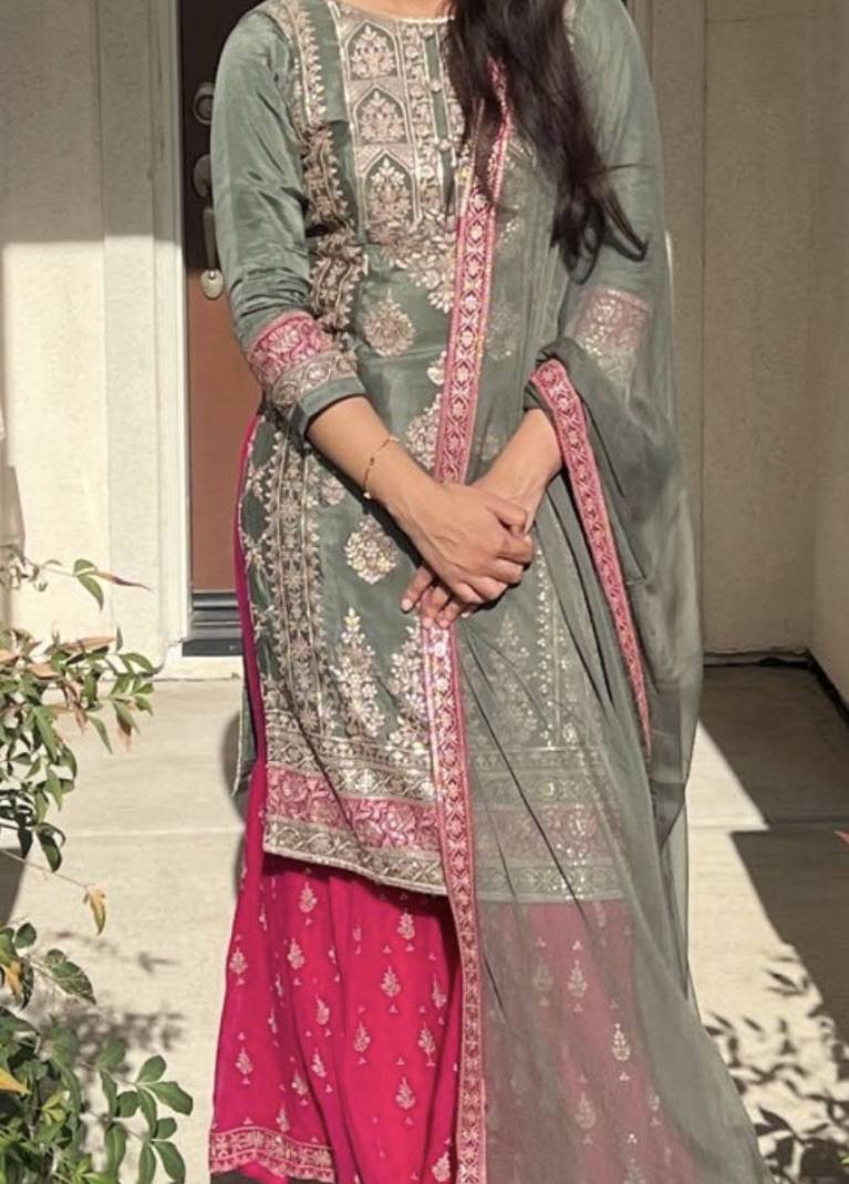 Green and Magenta Sharara Set Image - 0
