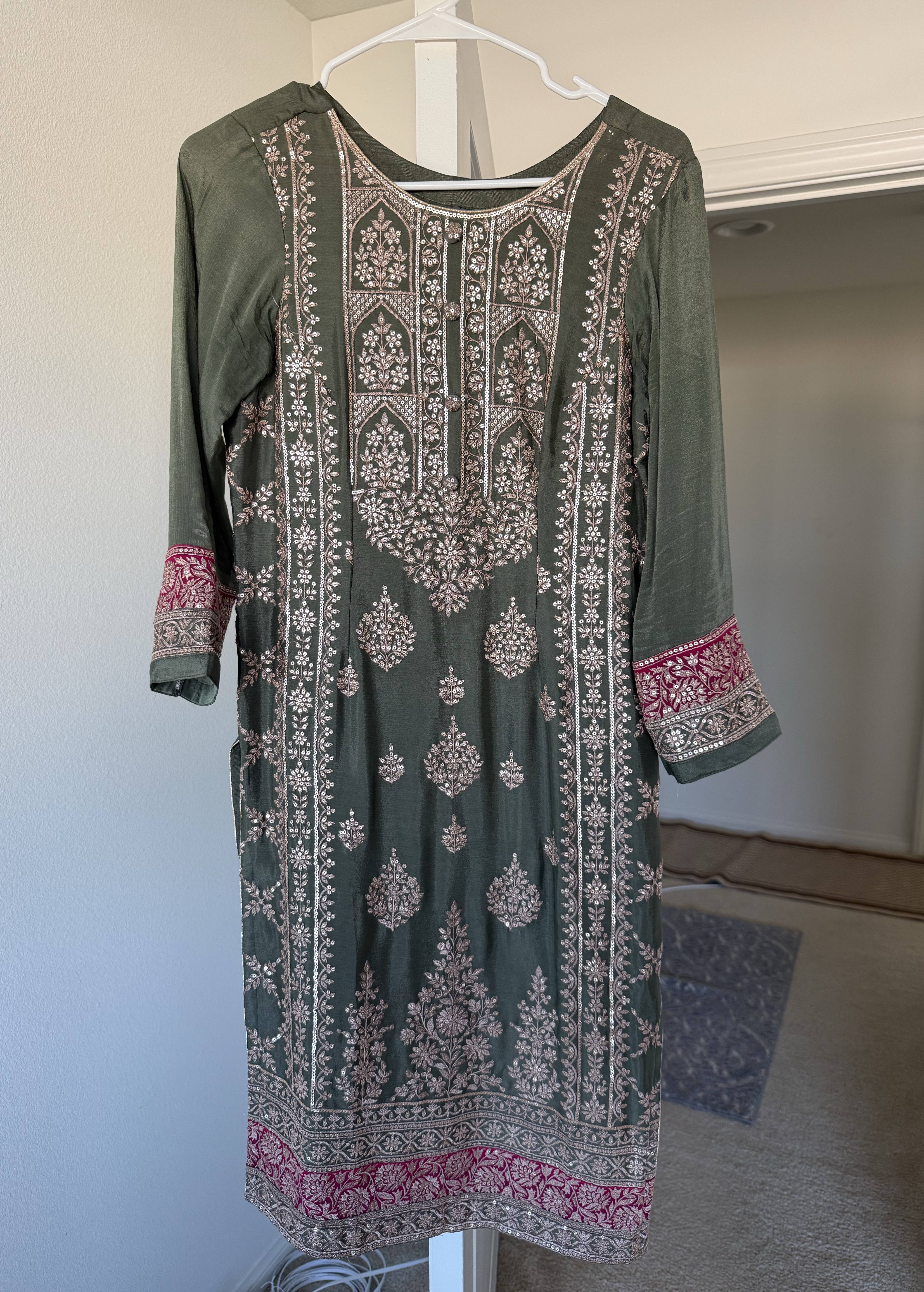 Green and Magenta Sharara Set Image - 1