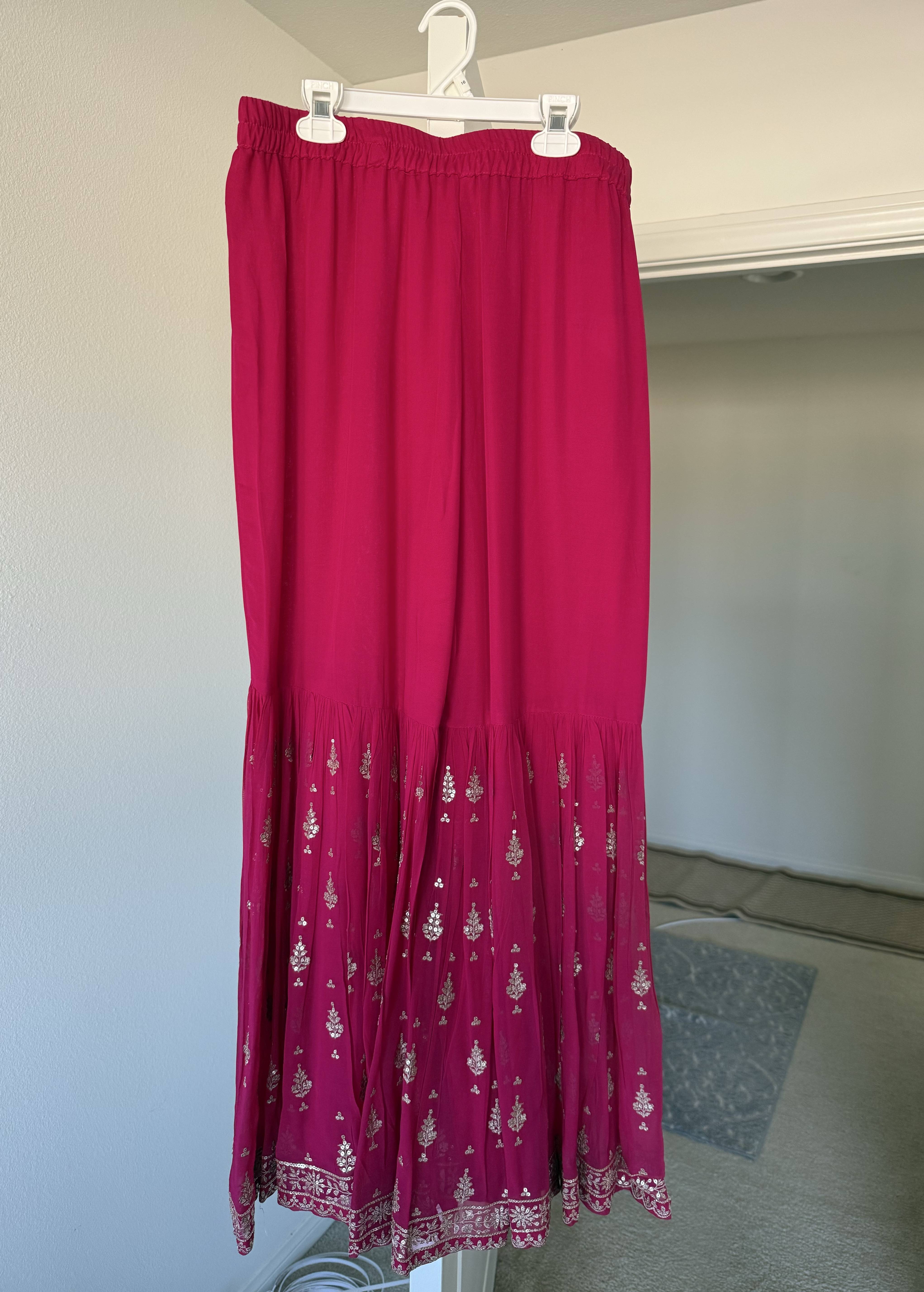 Green and Magenta Sharara Set Image - 3