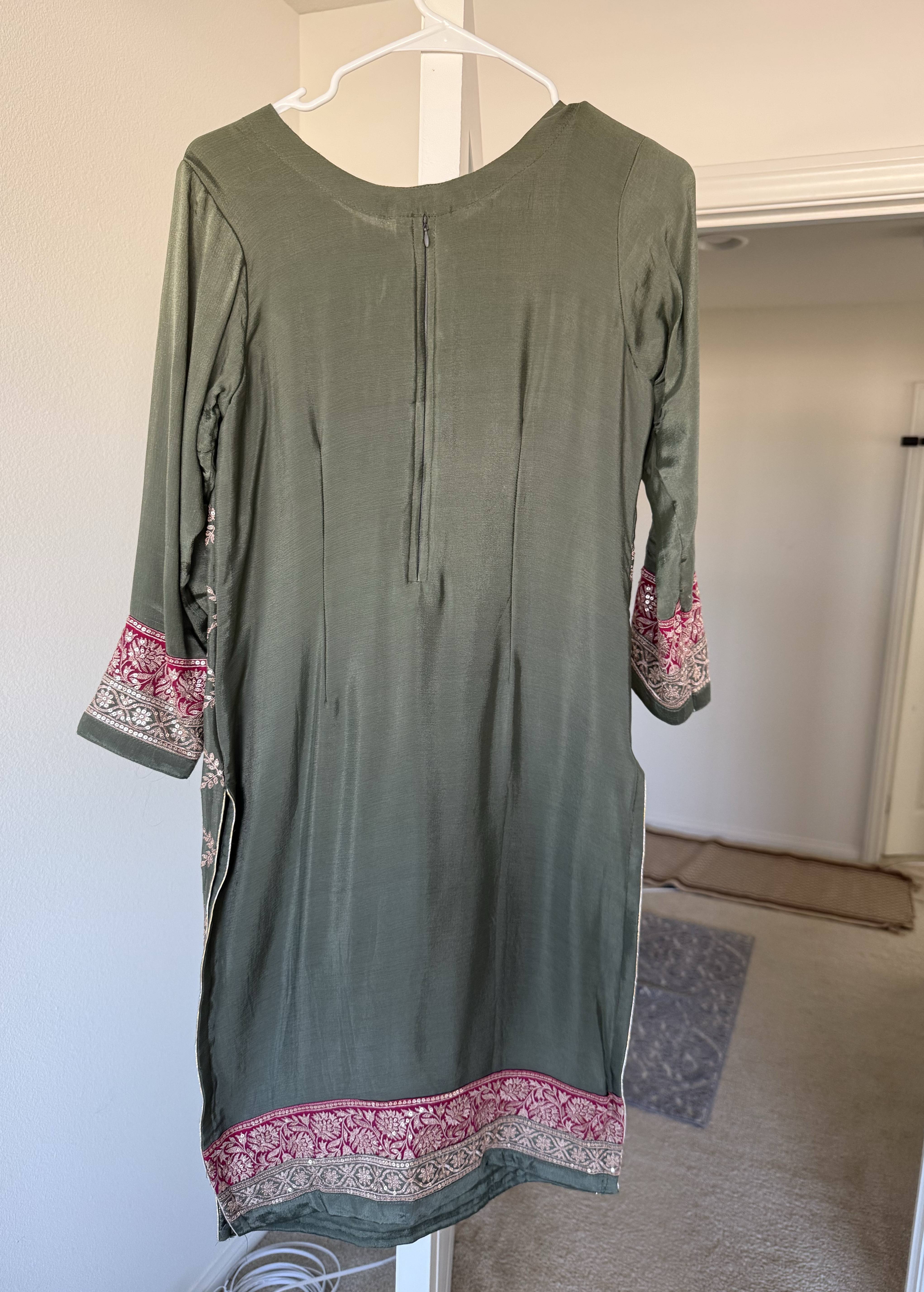 Green and Magenta Sharara Set Image - 2
