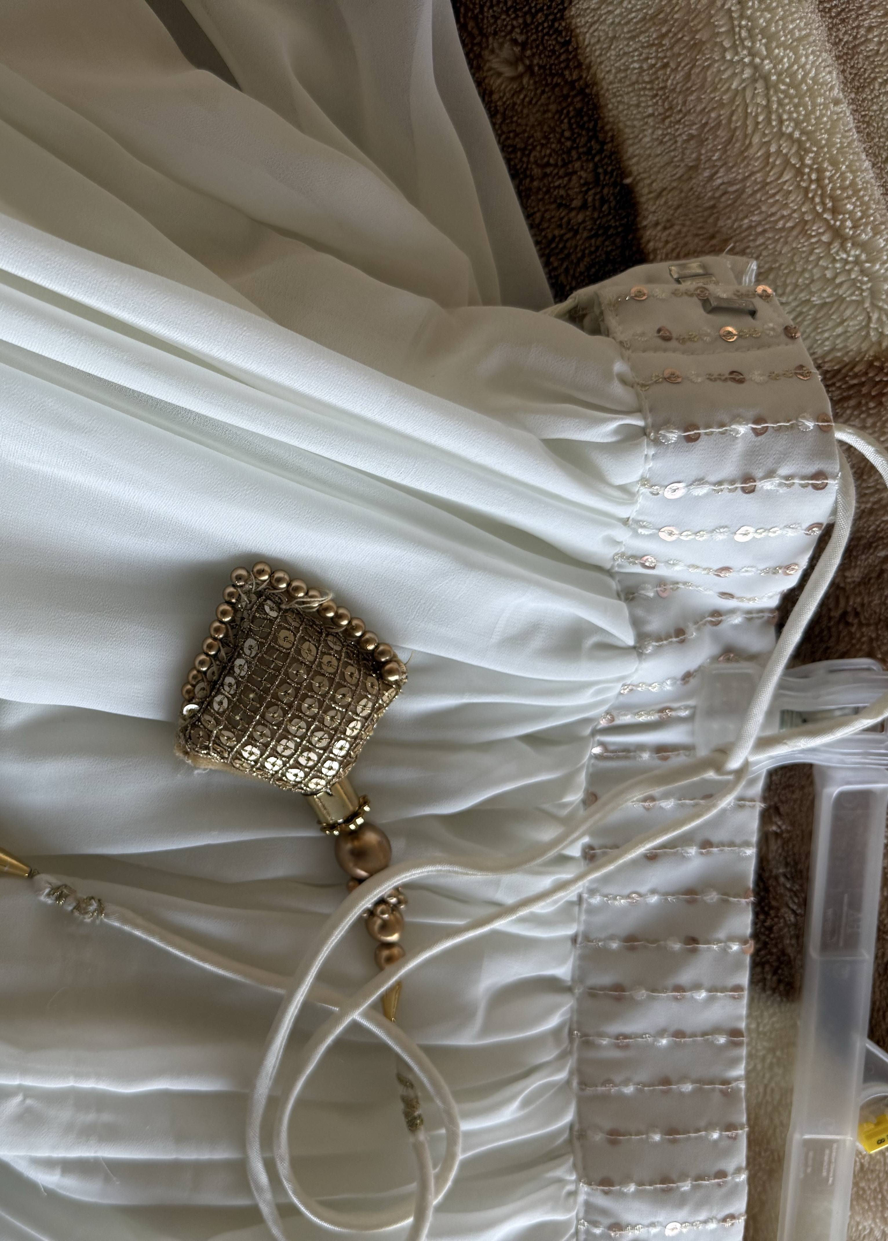 Ivory Floral Embroidered Lehenga Image - 8
