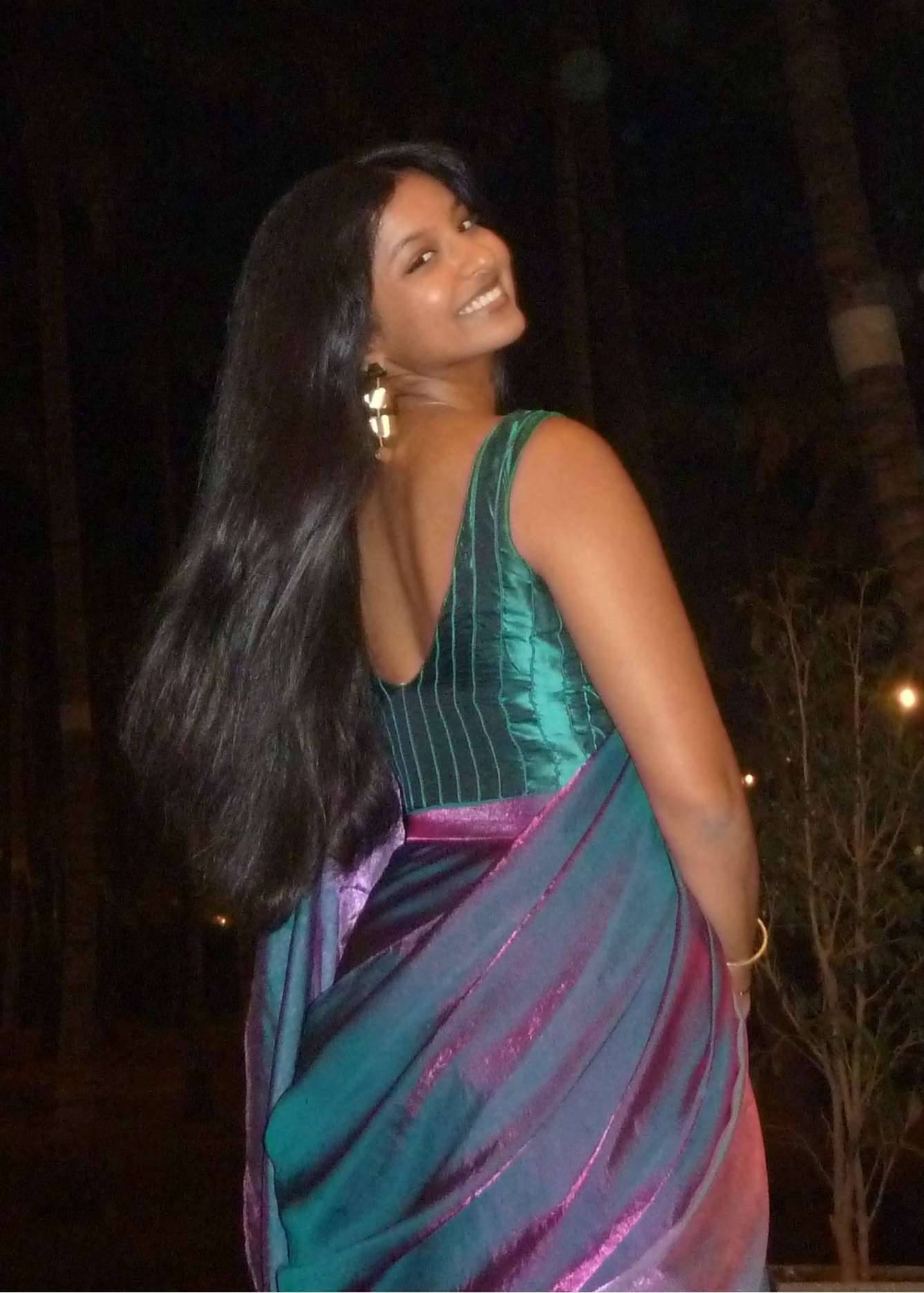 Teal Iridescent Sari Image - 2