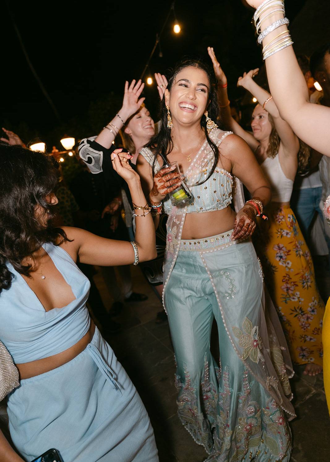 Pastel Blue Sari Sharara set Image - 2