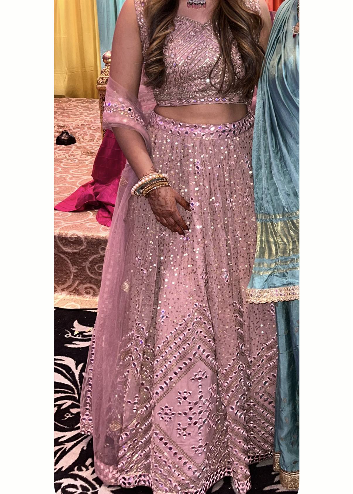 Dusty Pink Mirrorwork Lehenga Image - 1